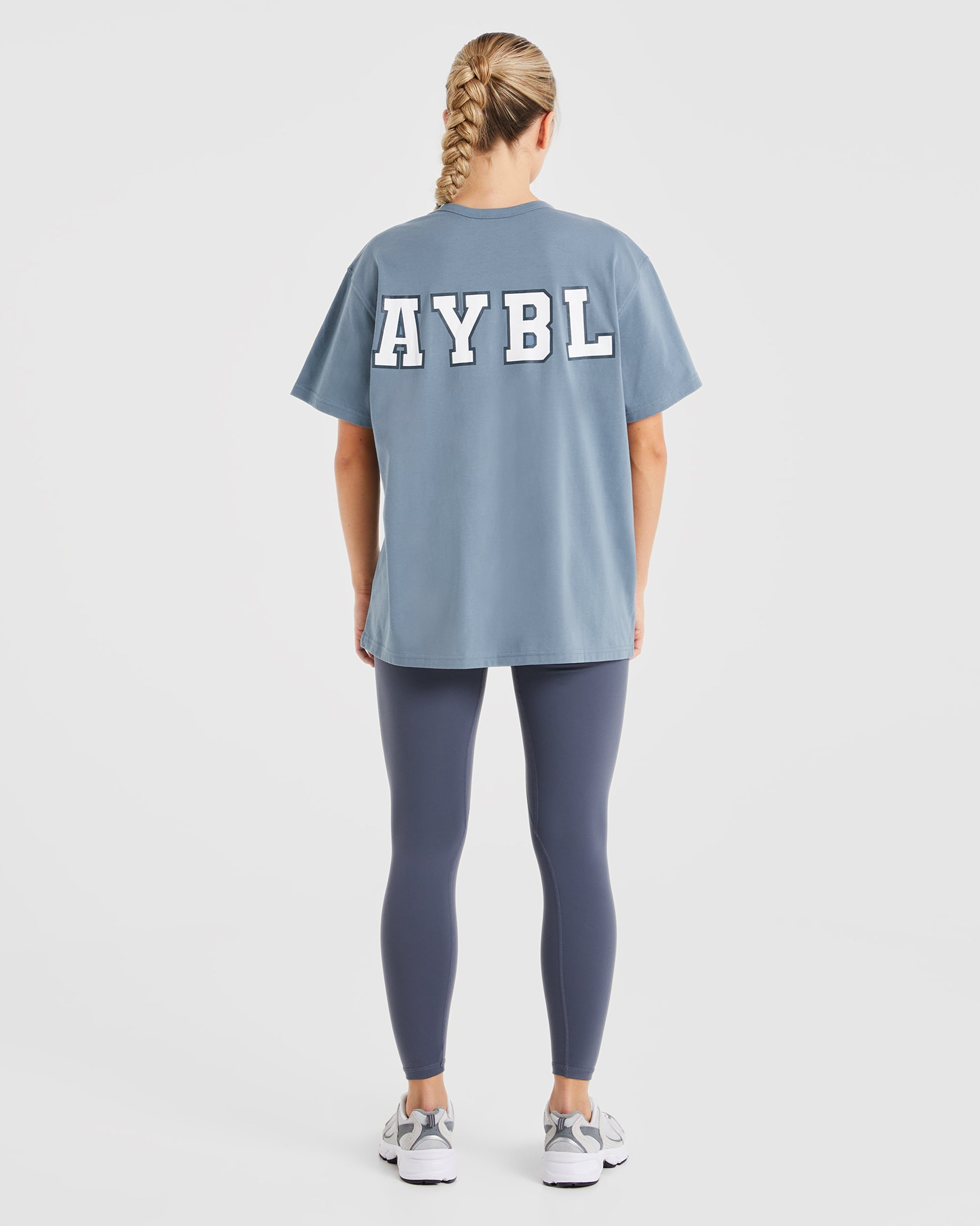 Varsity Statement Oversized T Shirt - Slate Bleu