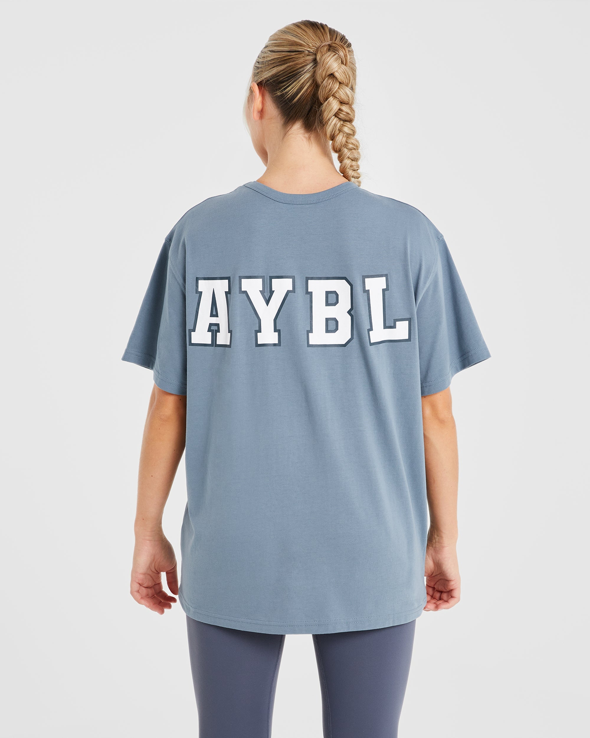 Varsity Statement Oversized T Shirt - Slate Bleu