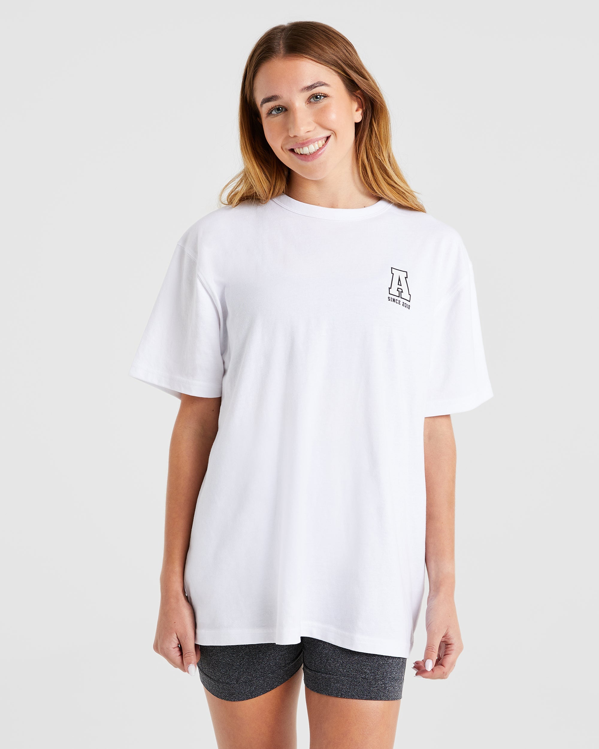 Varsity Statement Oversized T Shirt - Blanc