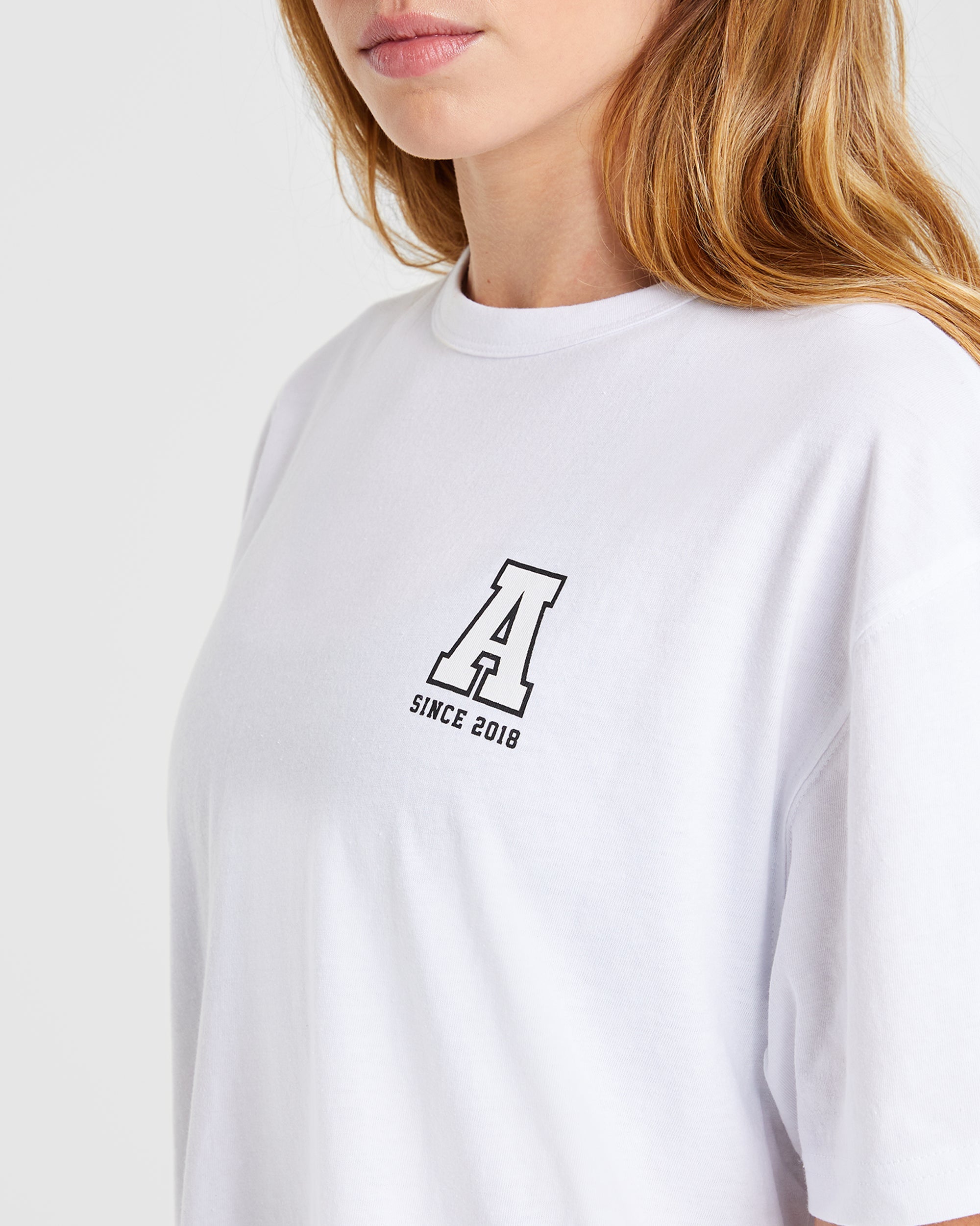 Varsity Statement Oversized T Shirt - Blanc