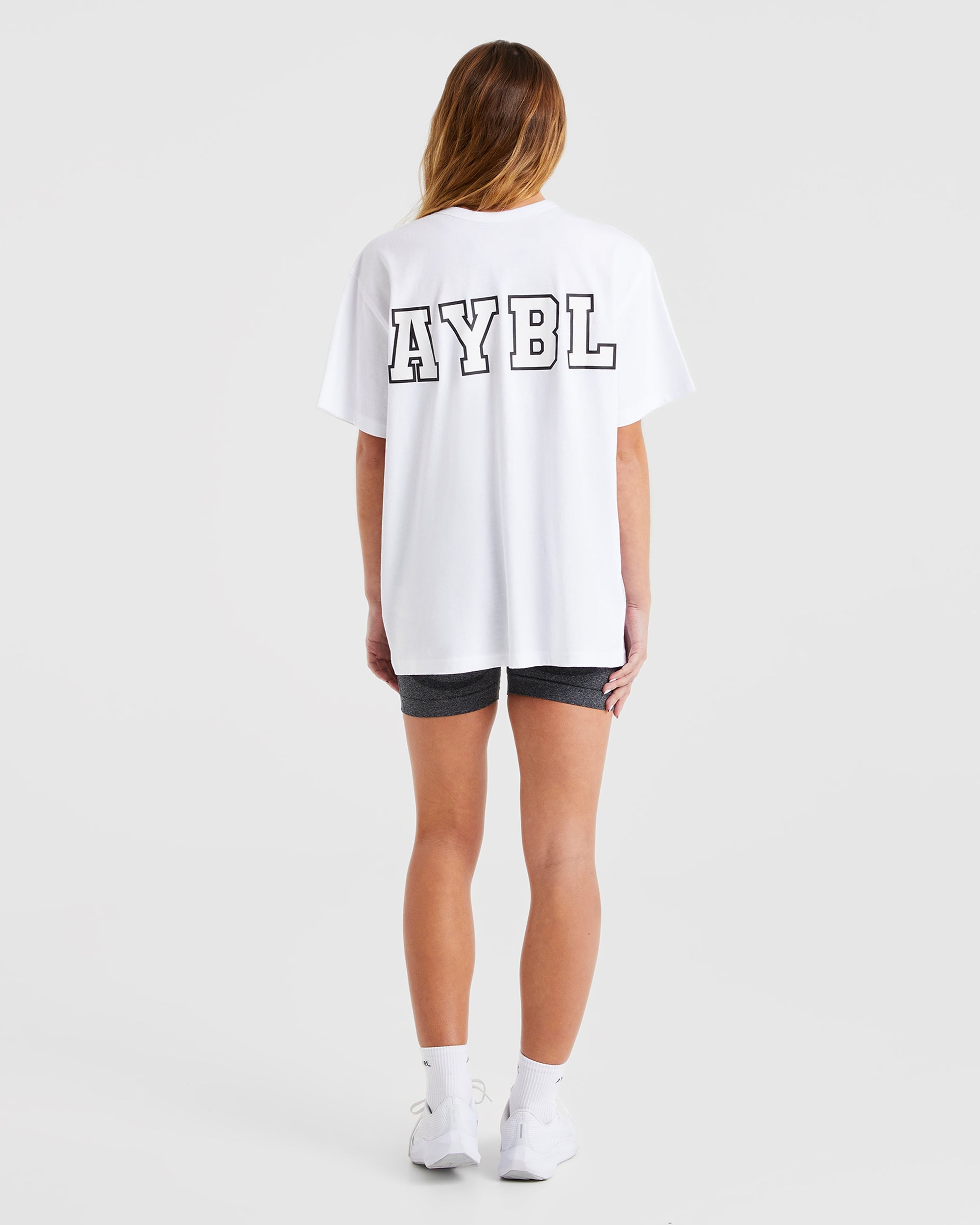 Varsity Statement Oversized T Shirt - Blanc