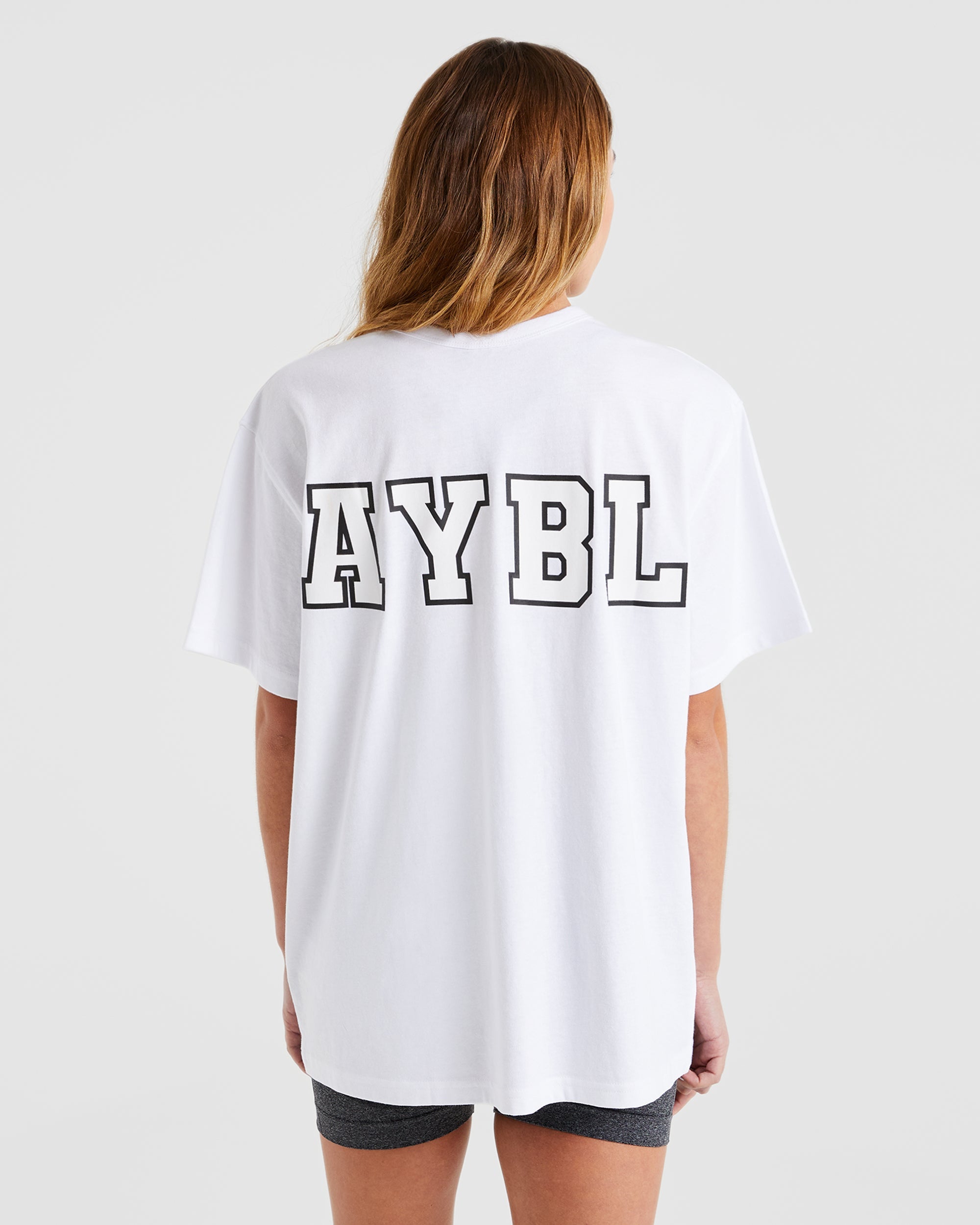 Varsity Statement Oversized T Shirt - Blanc