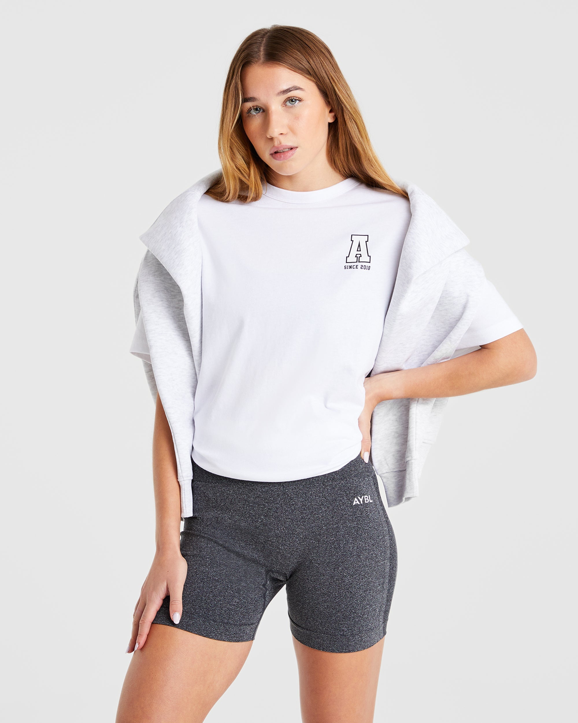 Varsity Statement Oversized T Shirt - Blanc