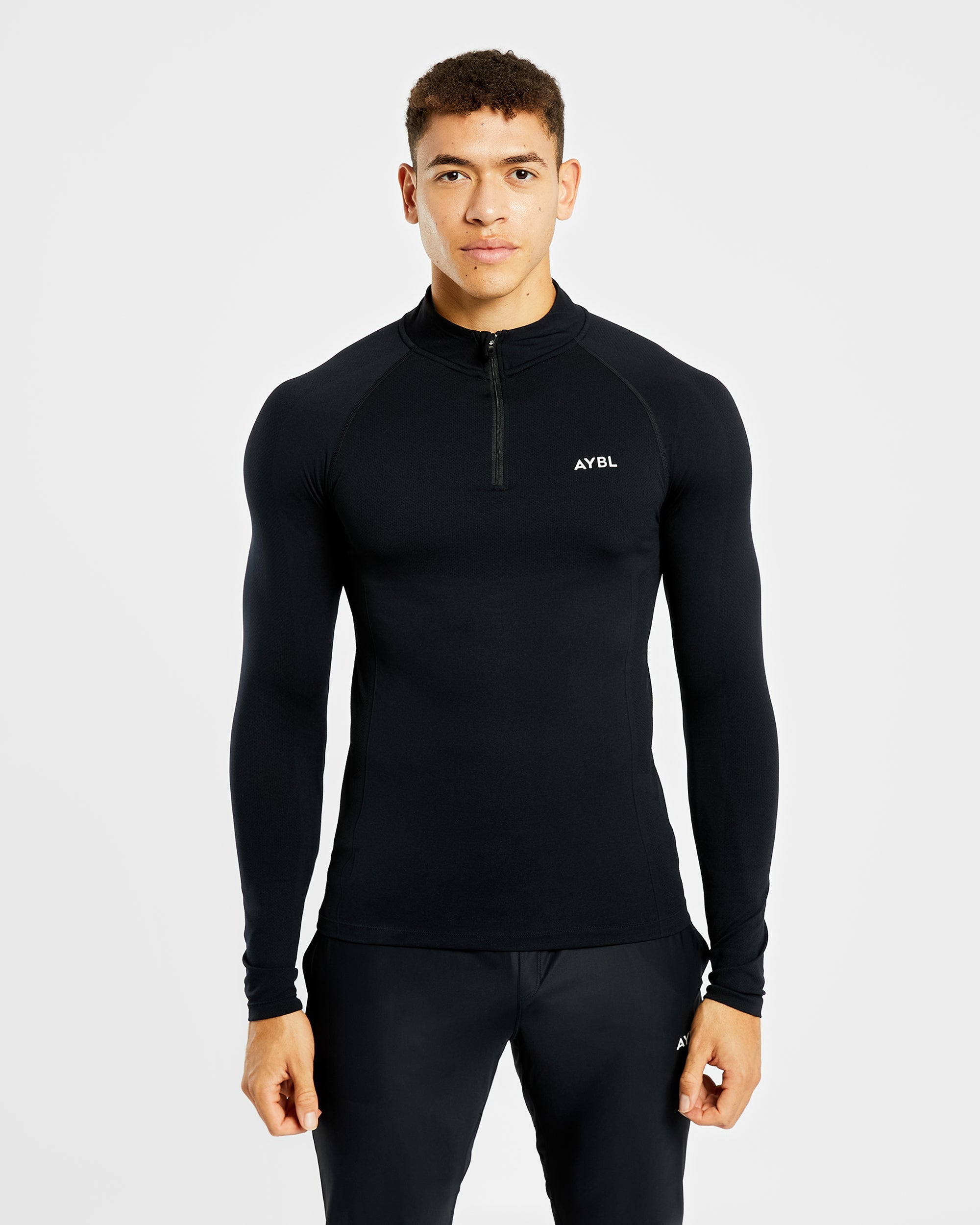 Essential Seamless 1/4 Zip Pullover - Noir