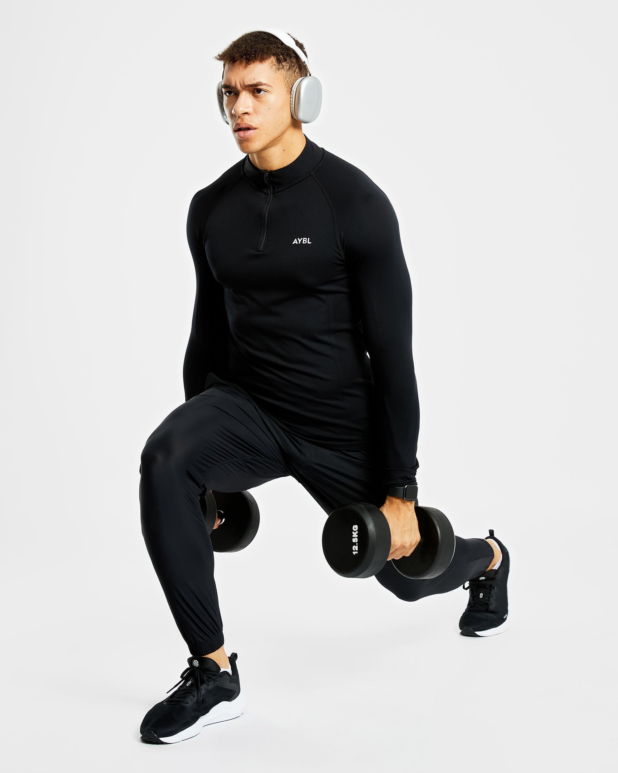 Essential Seamless 1/4 Zip Pullover - Noir