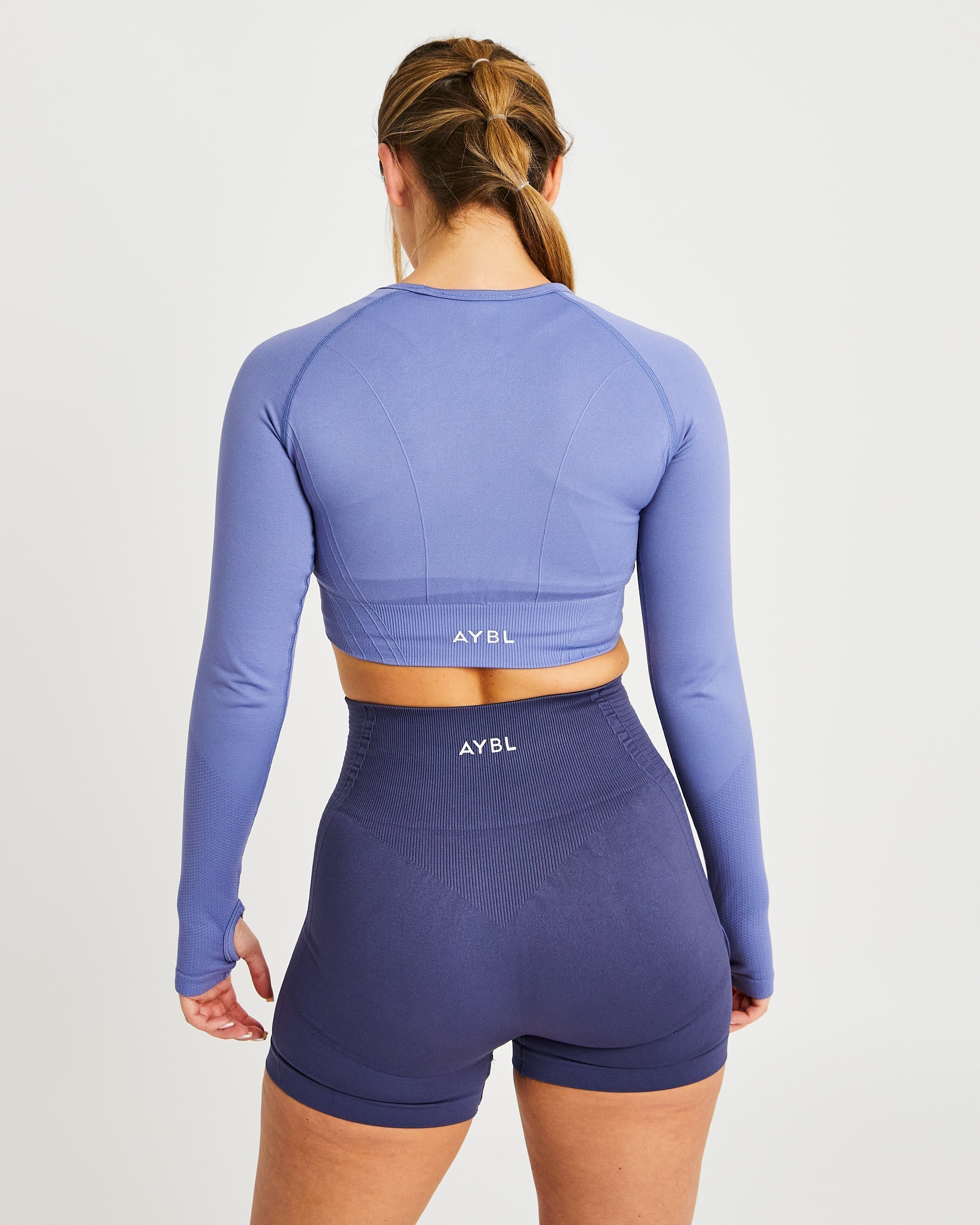 Balance V2 Seamless Long Sleeve Crop Top - Steel Bleu