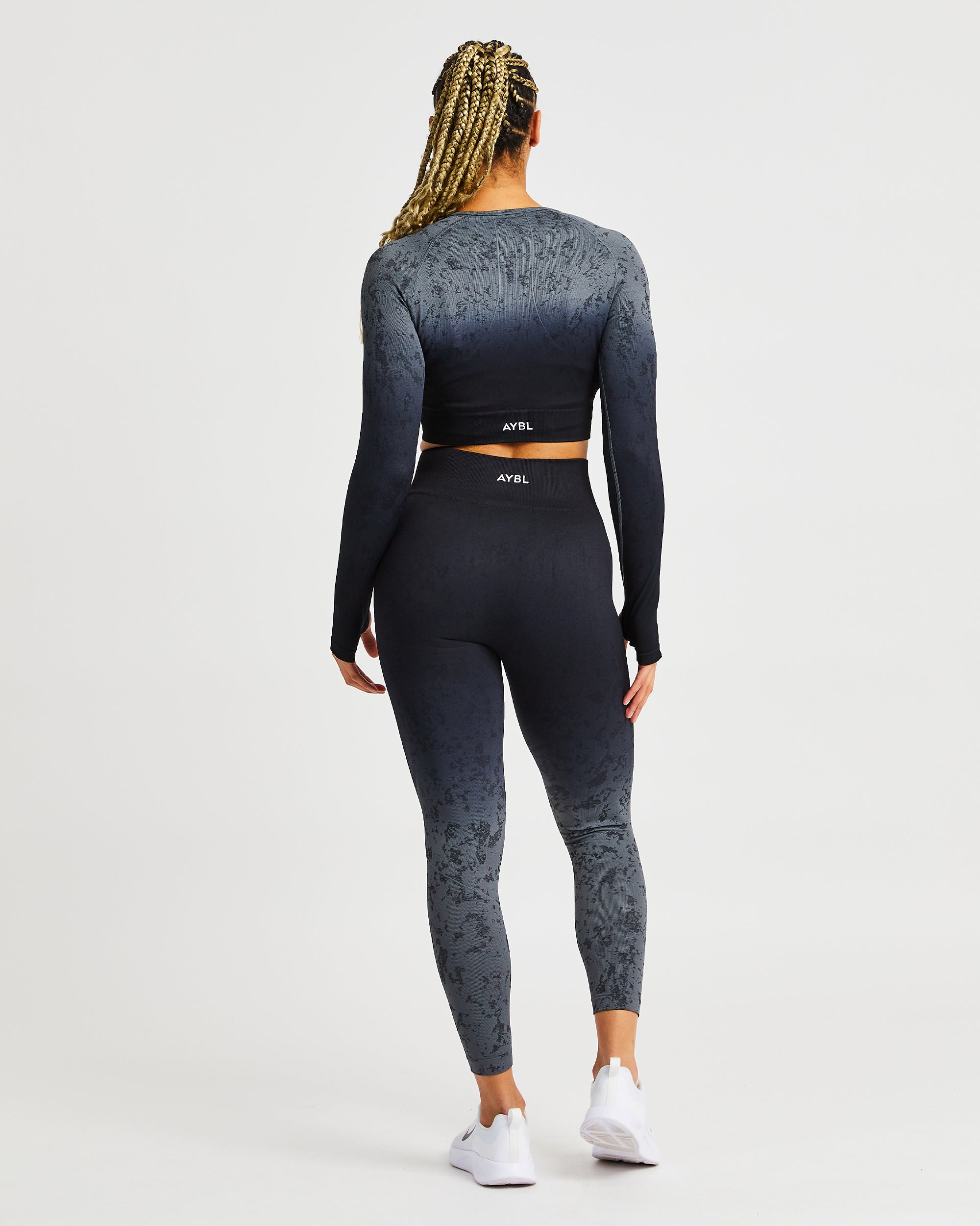 Flare Seamless Long Sleeve Crop Top - Noir