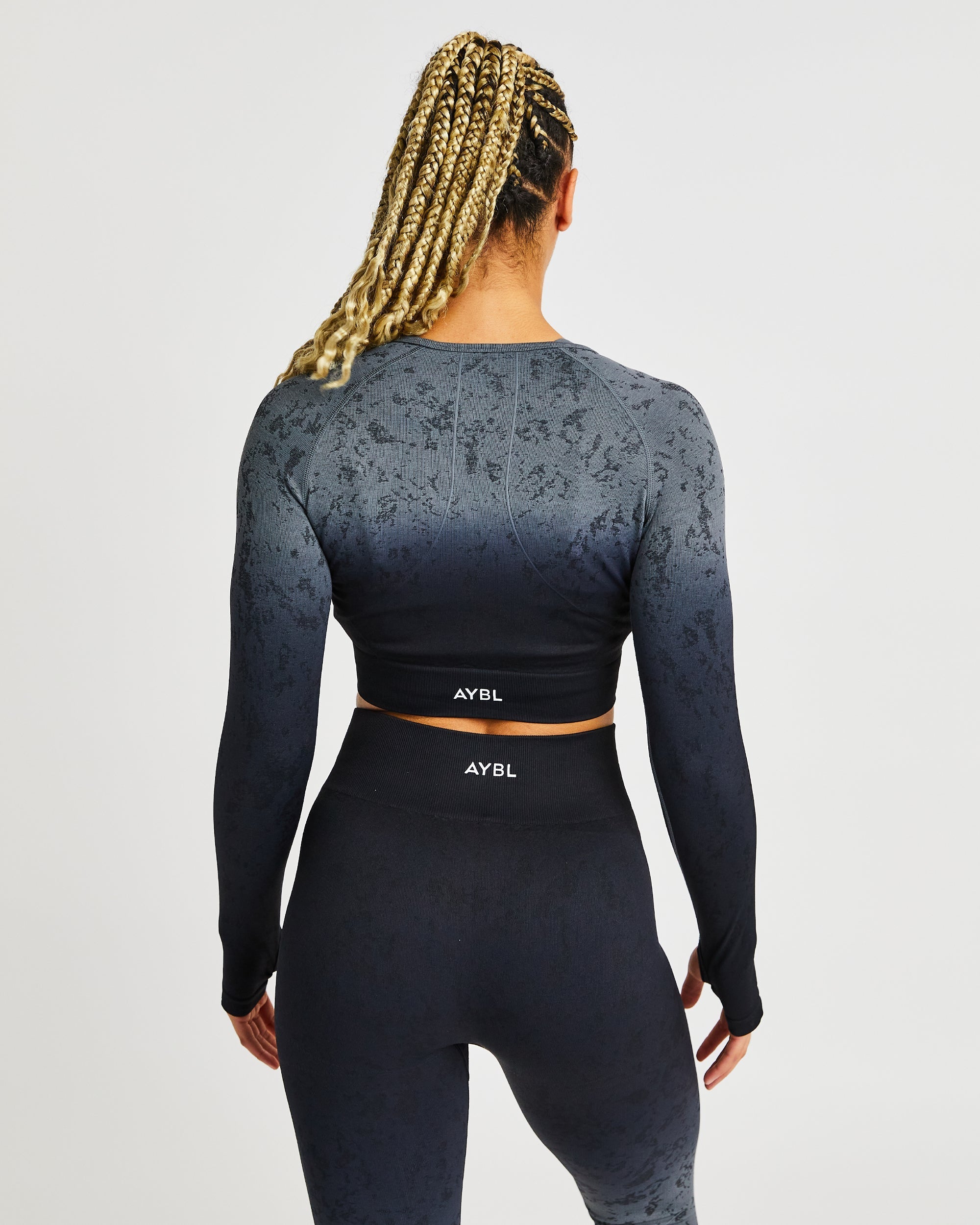 Flare Seamless Long Sleeve Crop Top - Noir