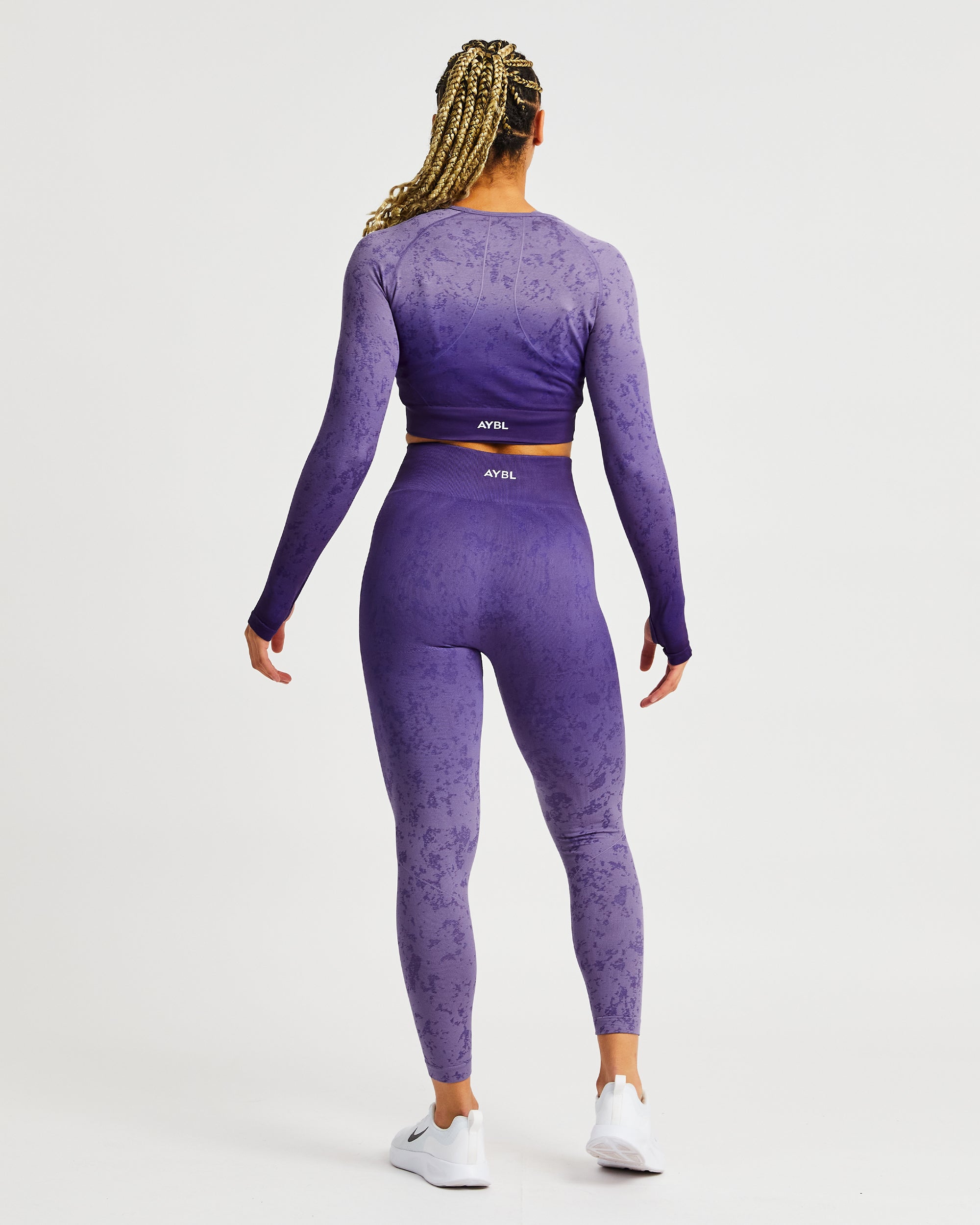 Flare Seamless Long Sleeve Crop Top - Violet