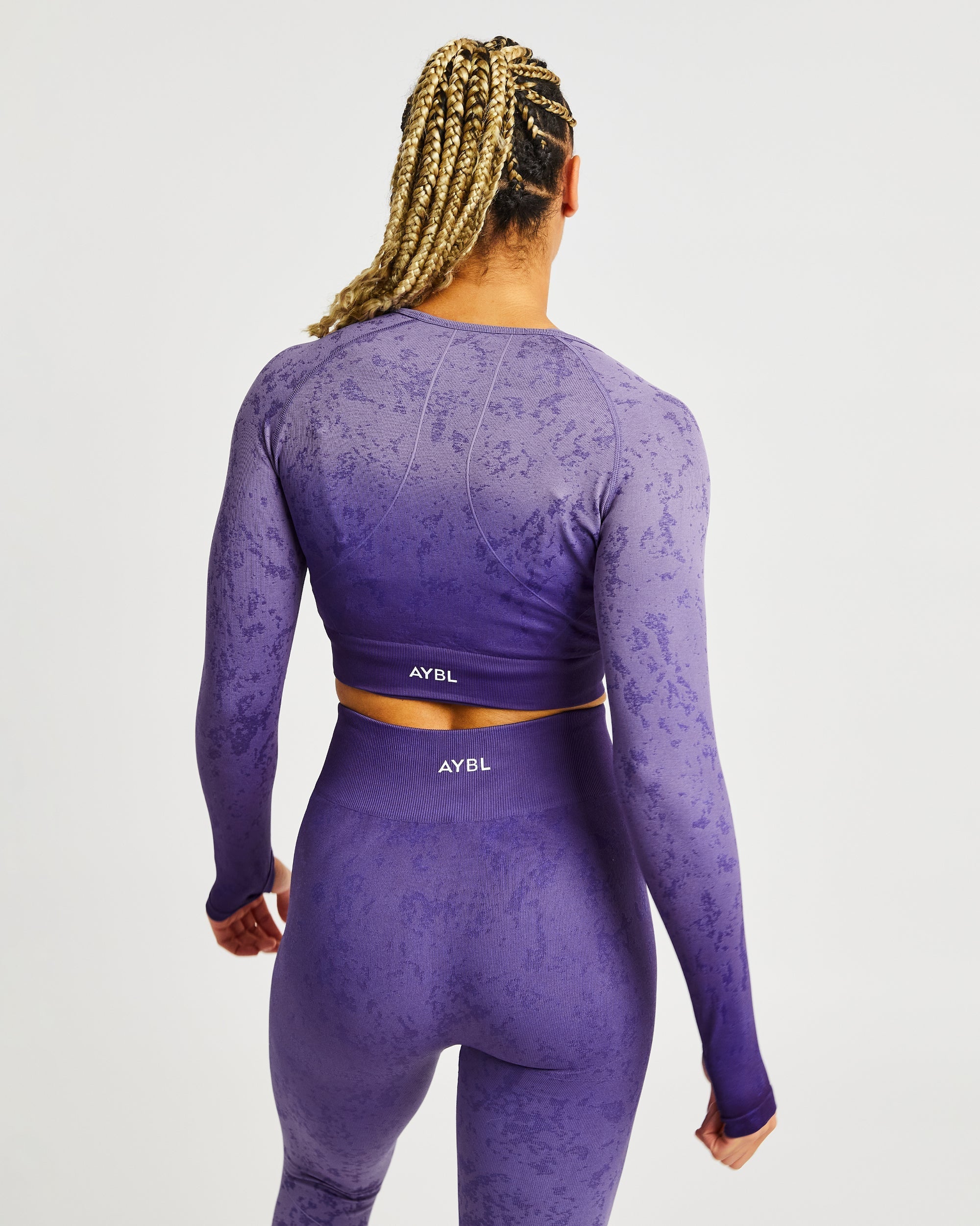 Flare Seamless Long Sleeve Crop Top - Violet