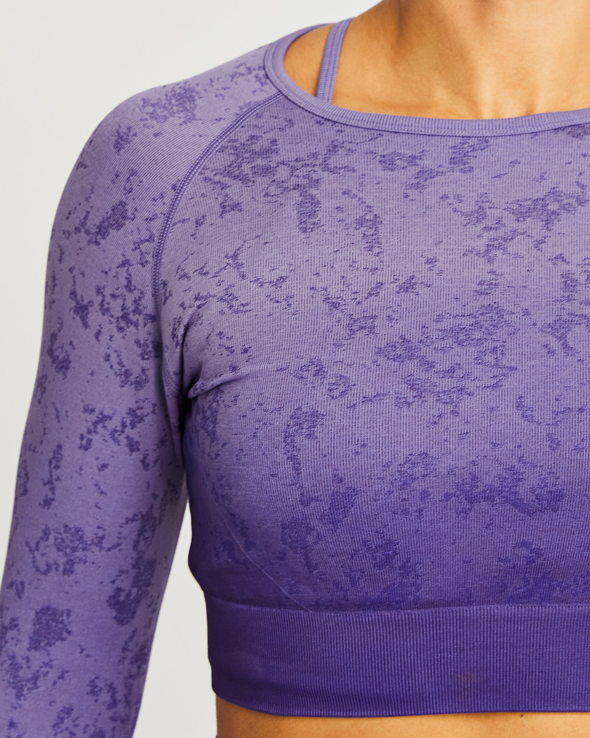 Flare Seamless Long Sleeve Crop Top - Violet