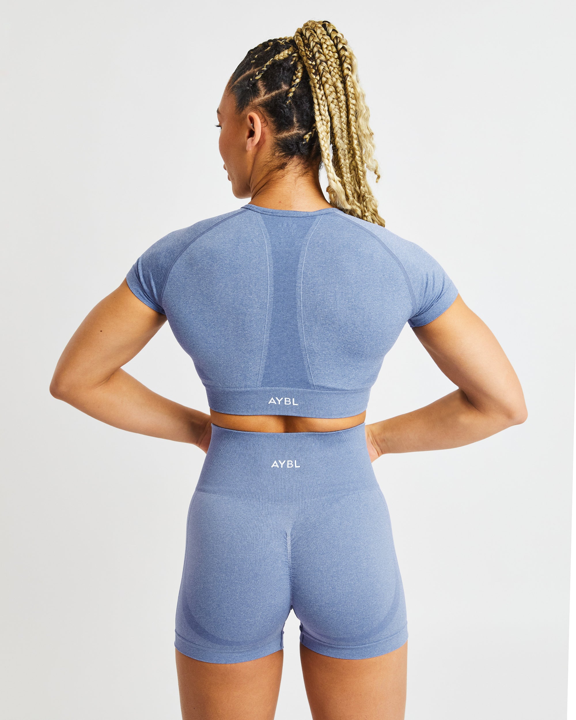 Empower Seamless Crop Top - Bleu Marl