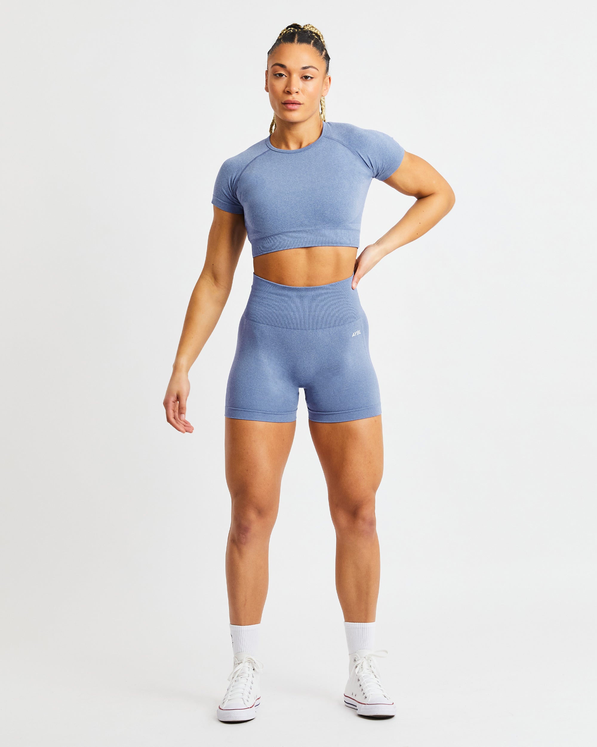 Empower Seamless Crop Top - Bleu Marl