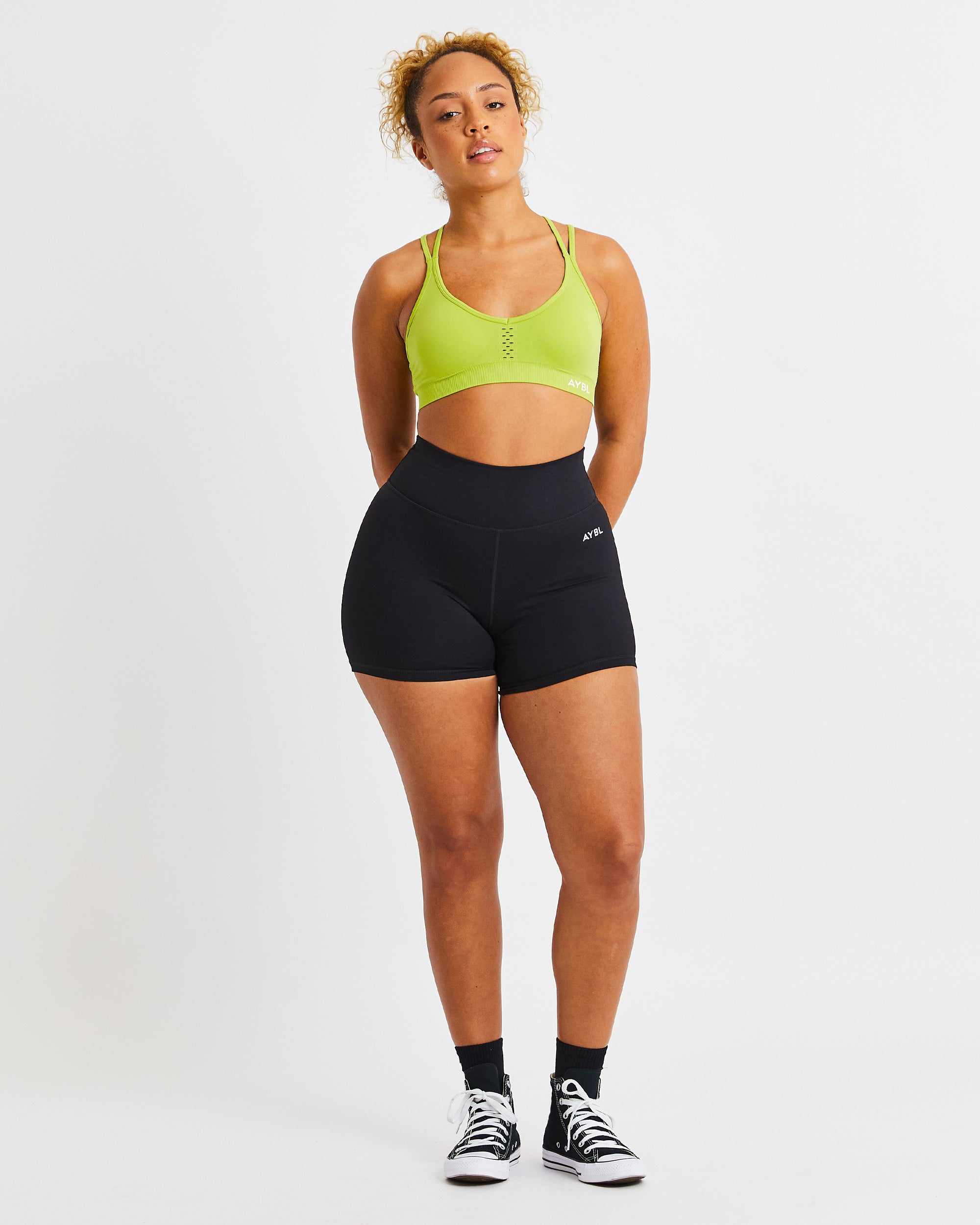 Essential Seamless Strappy Sports Bra - Lime Vert