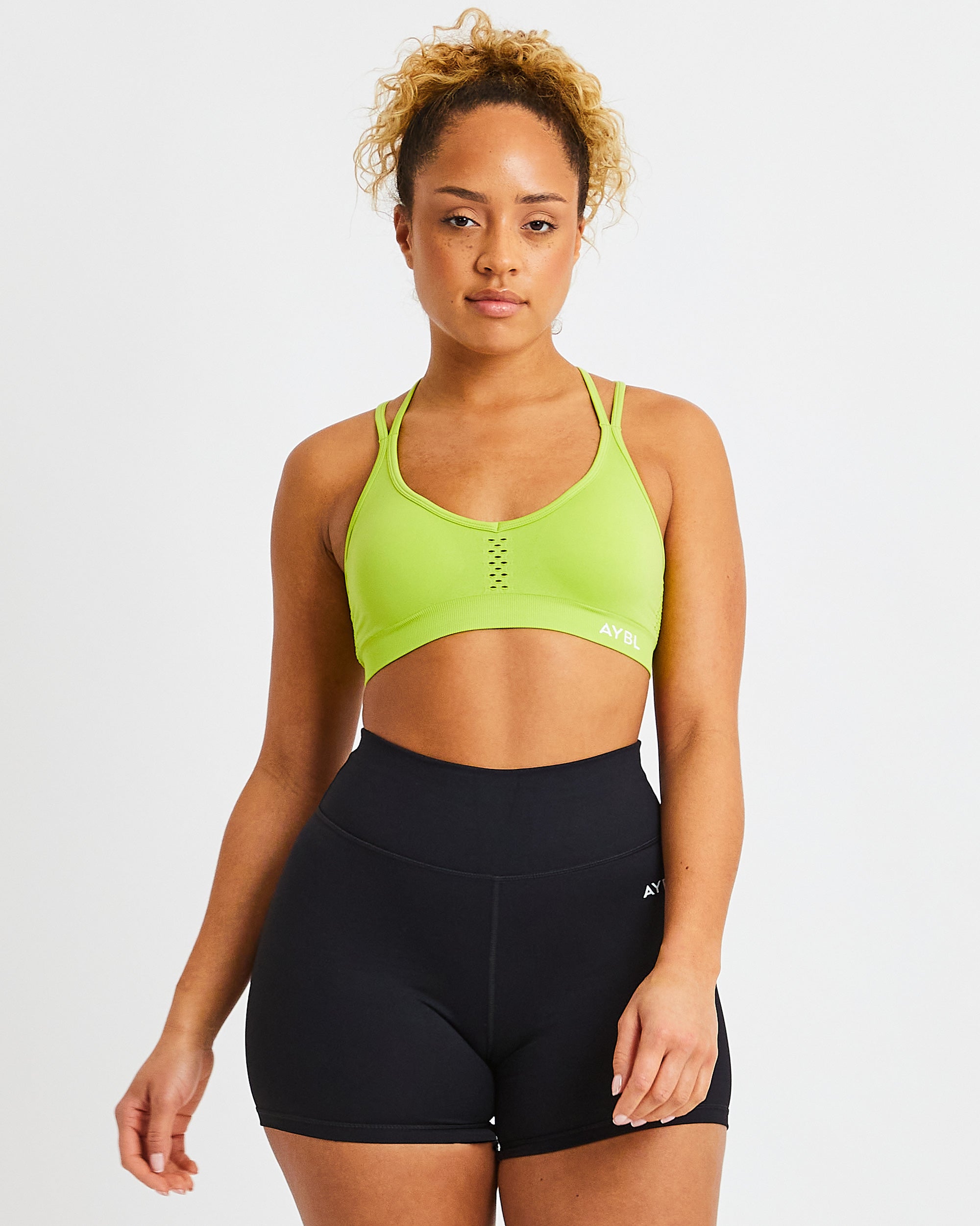 Essential Seamless Strappy Sports Bra - Lime Vert