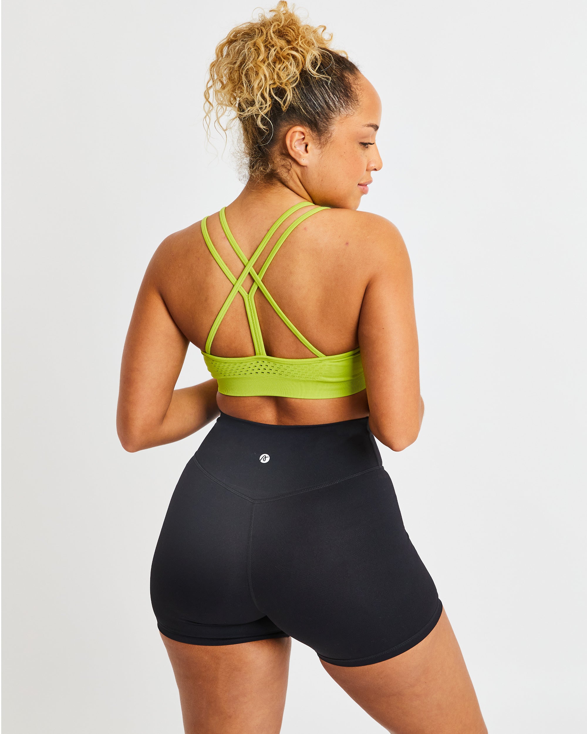 Essential Seamless Strappy Sports Bra - Lime Vert