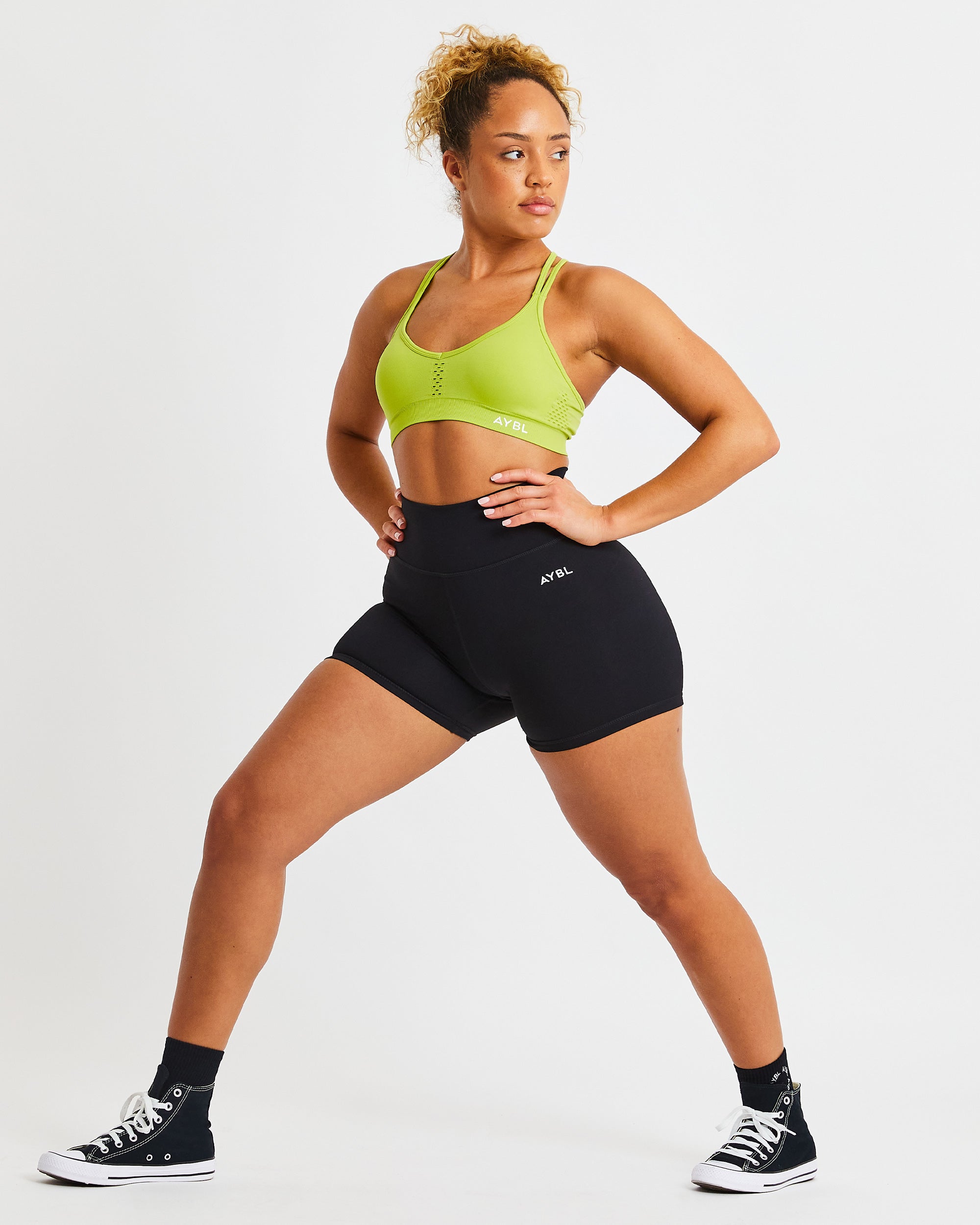 Essential Seamless Strappy Sports Bra - Lime Vert