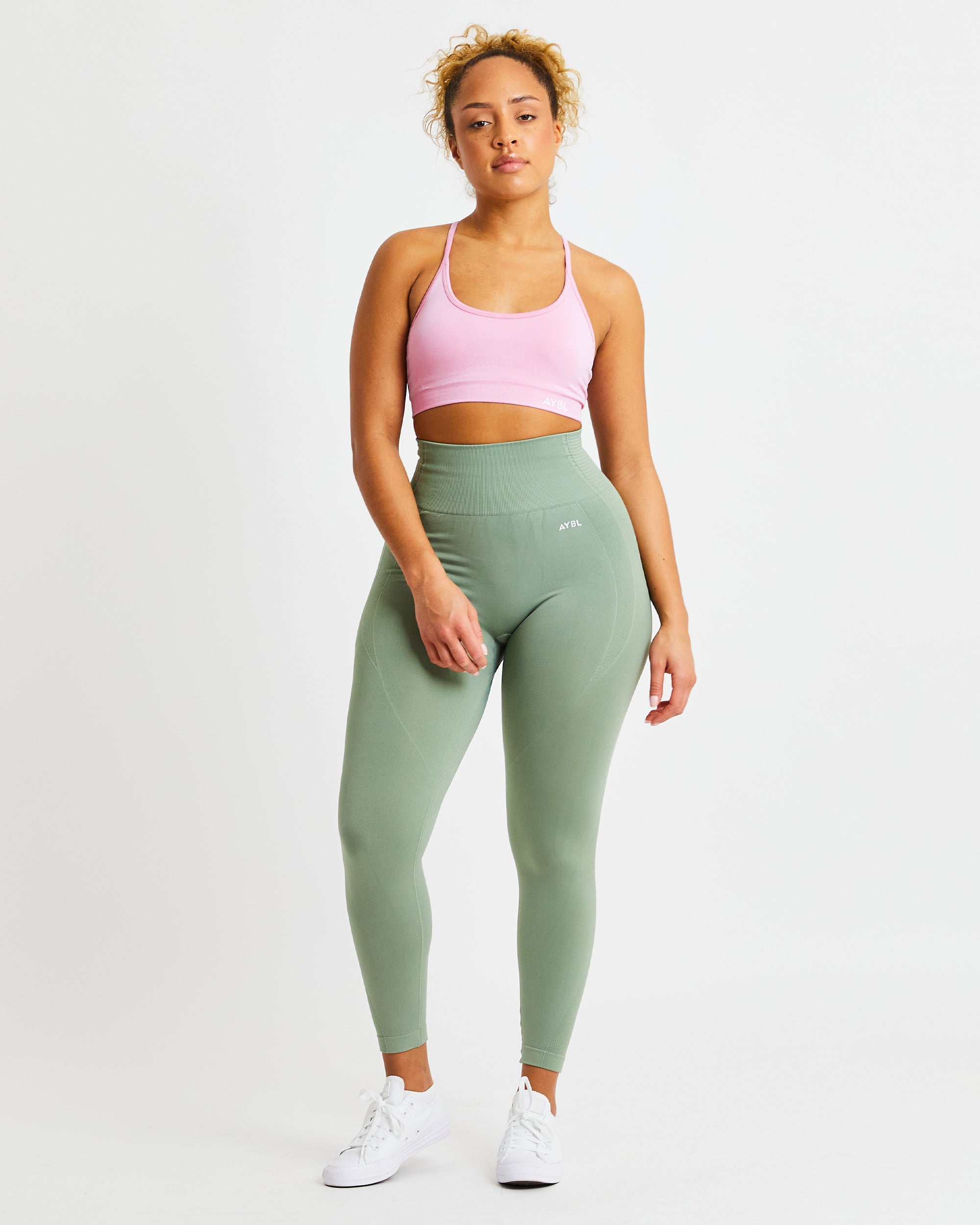 Essential Seamless V Neck Sports Bra - Baby Rose