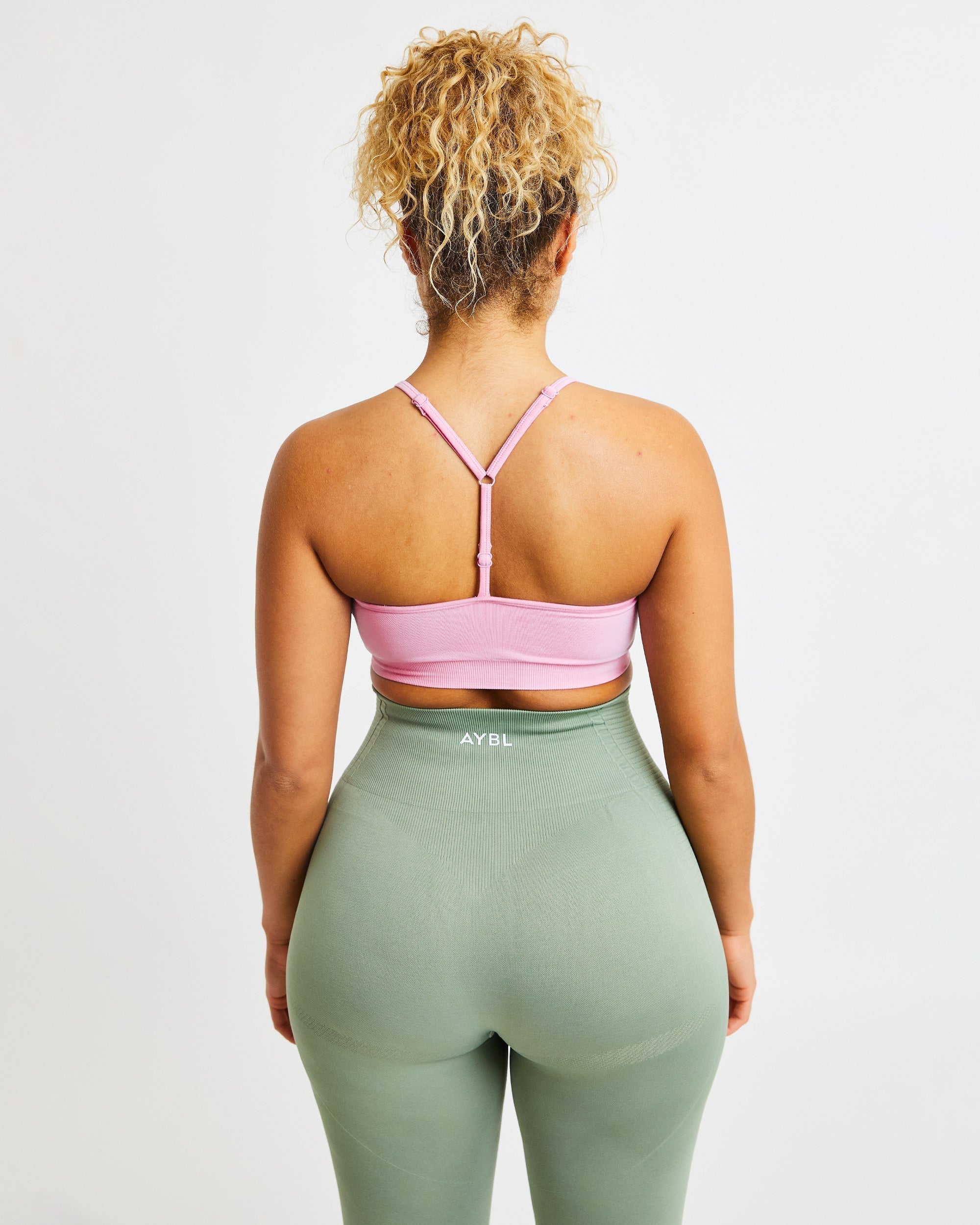 Essential Seamless V Neck Sports Bra - Baby Rose