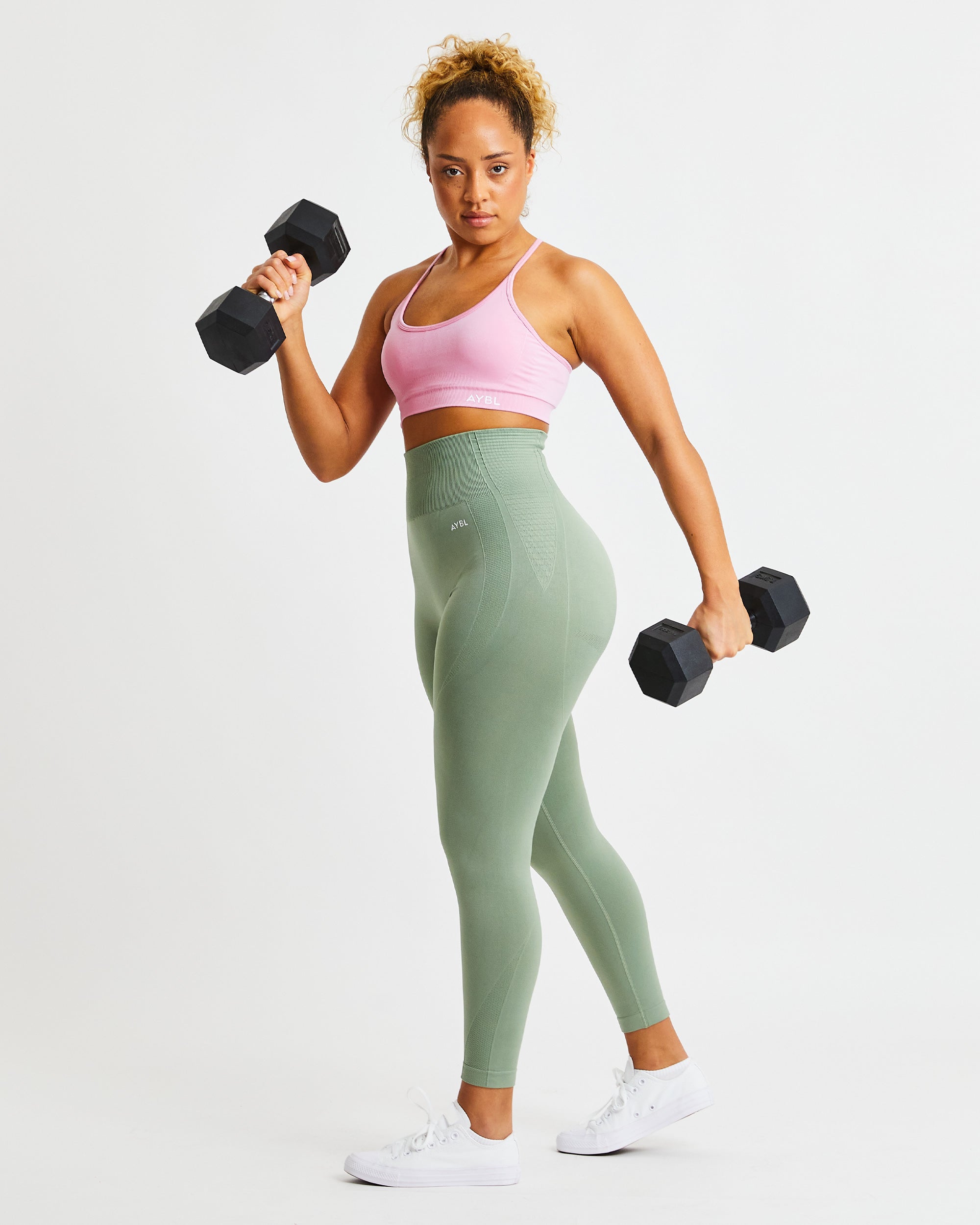 Essential Seamless V Neck Sports Bra - Baby Rose