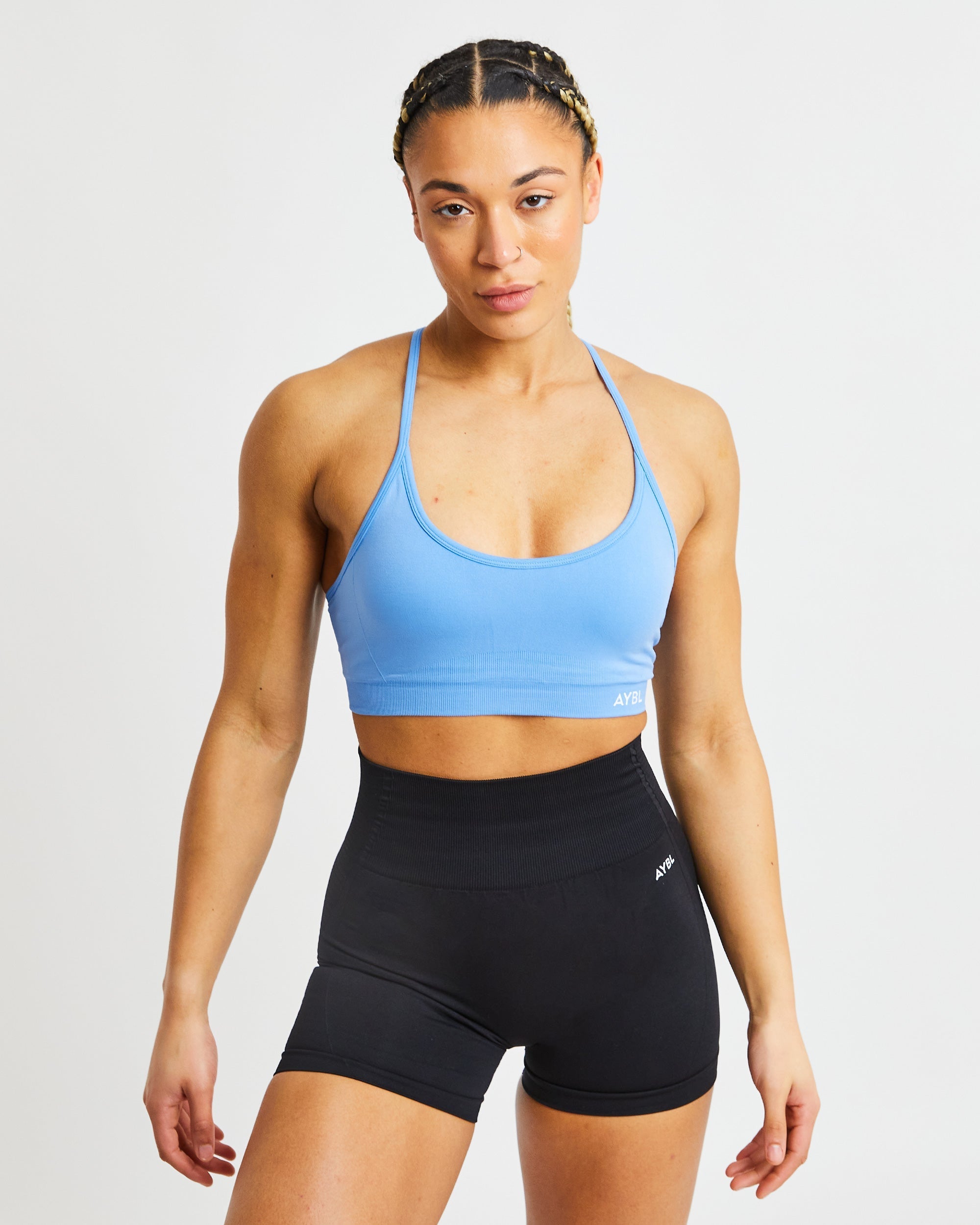 Essential Seamless V Neck Sports Bra - Spring Bleu