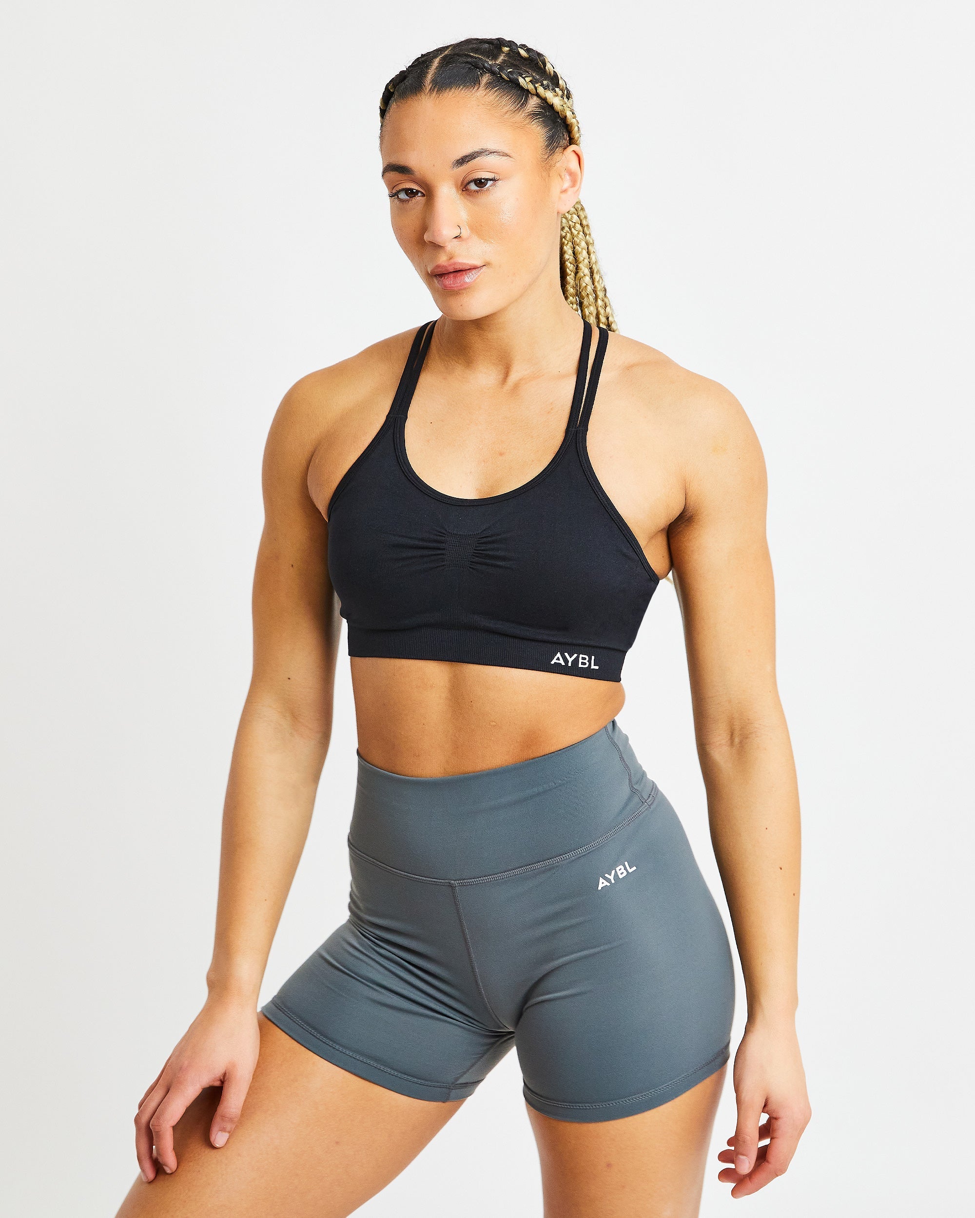 Essential Seamless Ruched Sports Bra - Noir