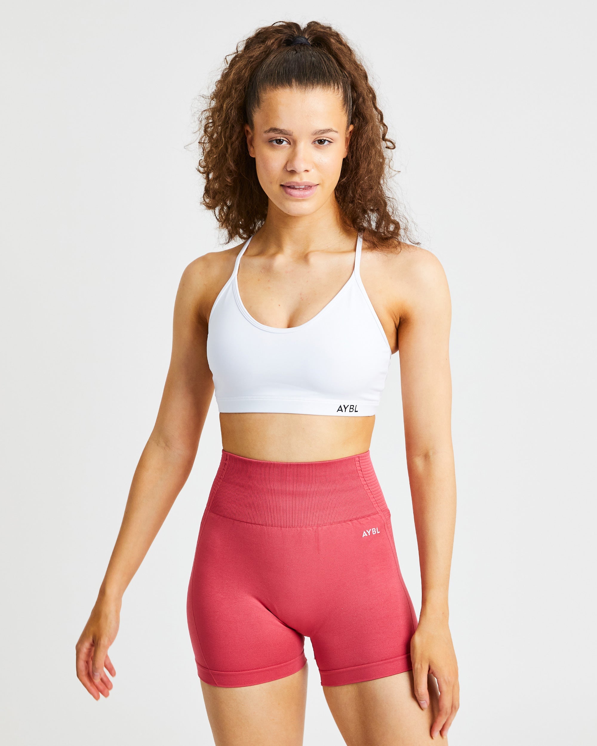 Essential V Neck Sports Bra - Blanc