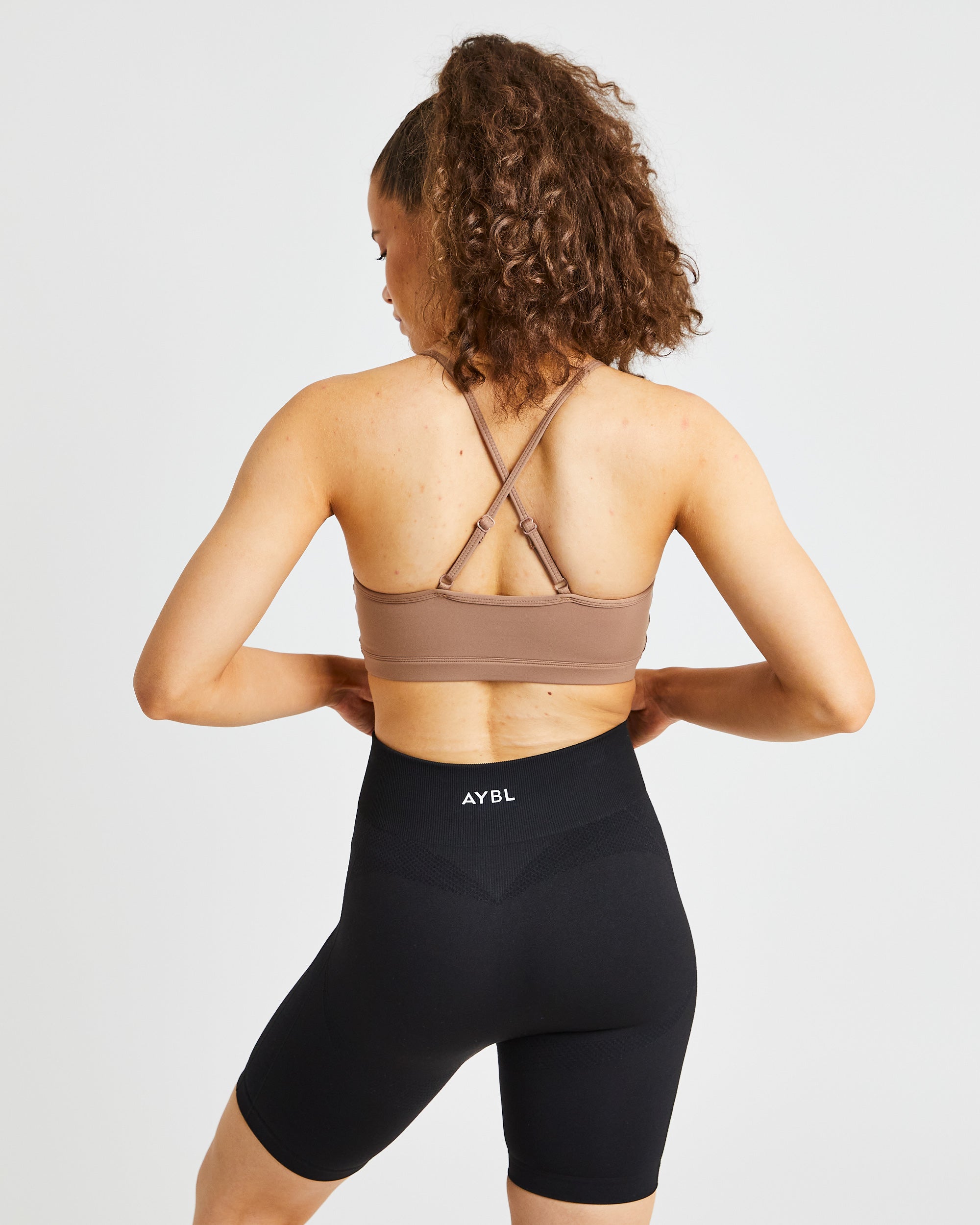 Essential V Neck Sports Bra - Marron