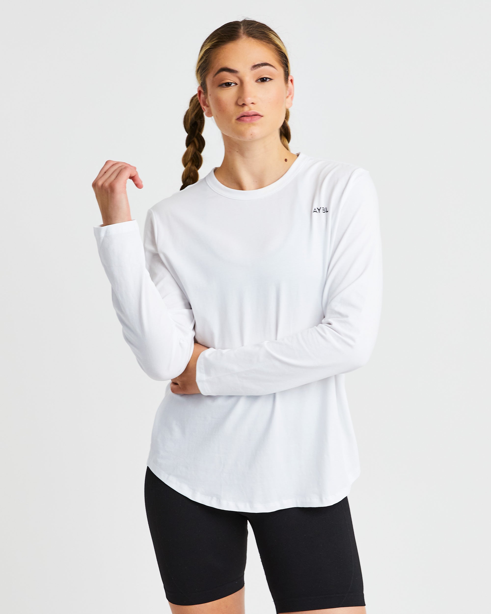 Everyday Relaxed Long Sleeve T Shirt - Blanc