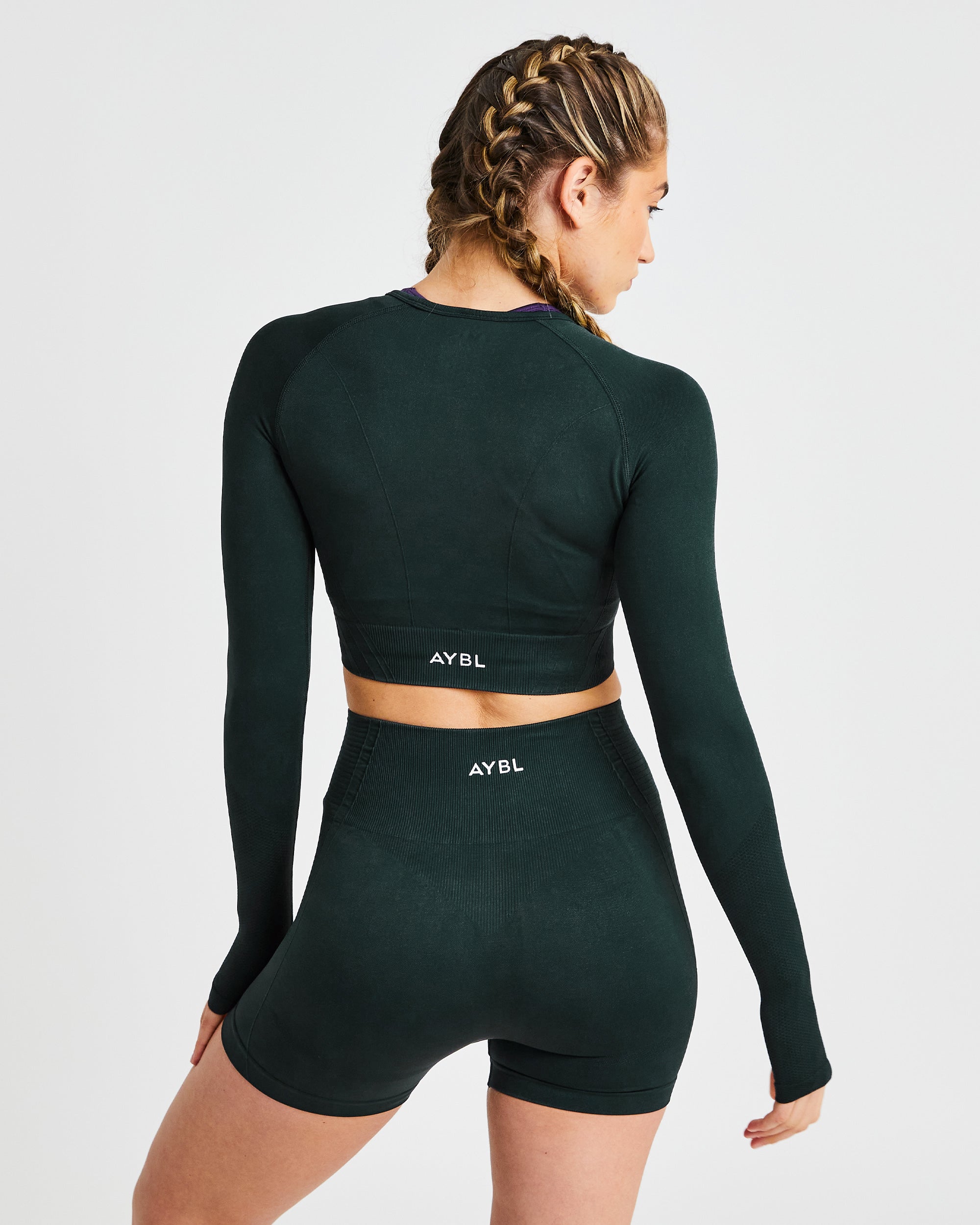 Balance V2 Seamless Long Sleeve Crop Top - Forest Vert