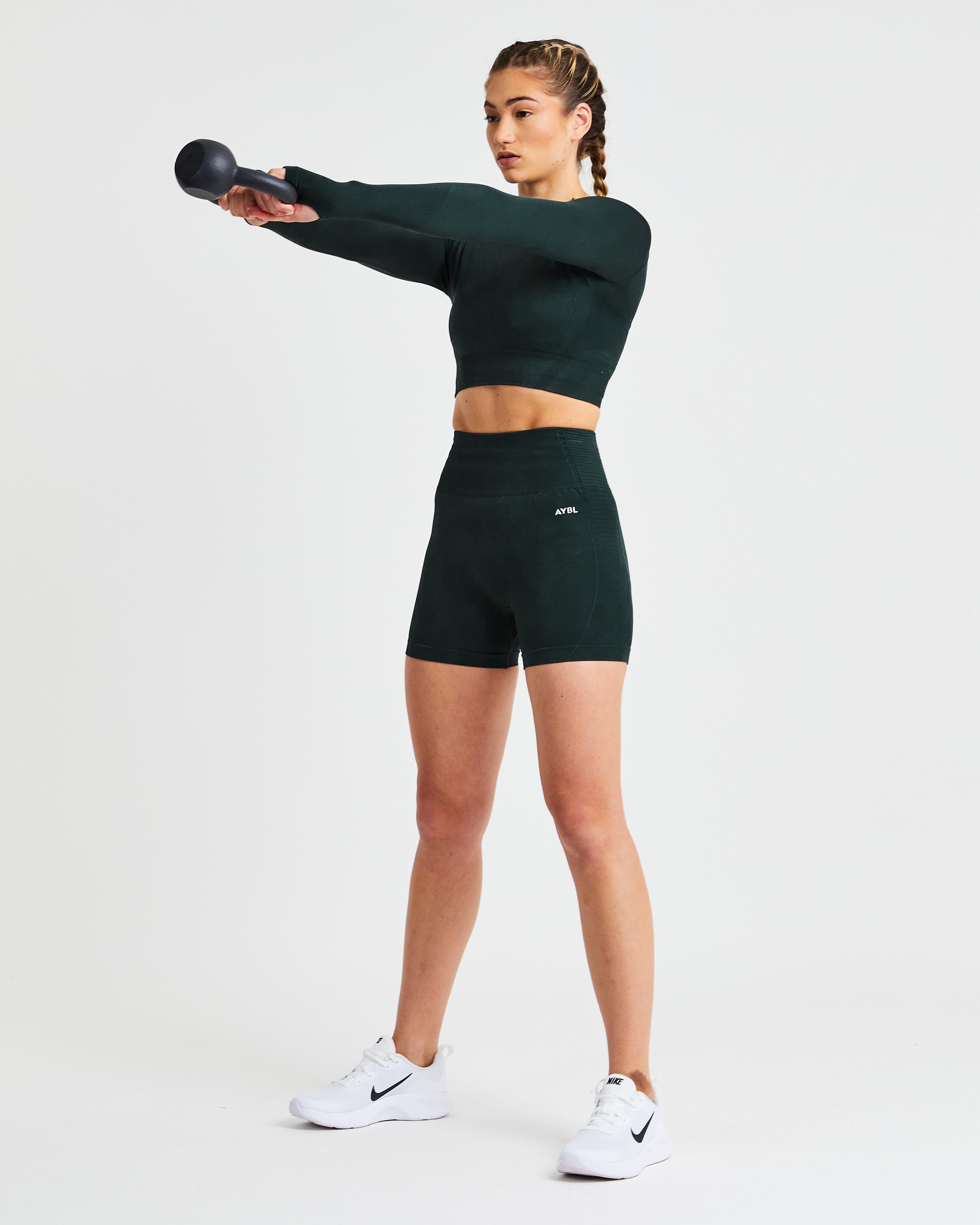 Balance V2 Seamless Long Sleeve Crop Top - Forest Vert