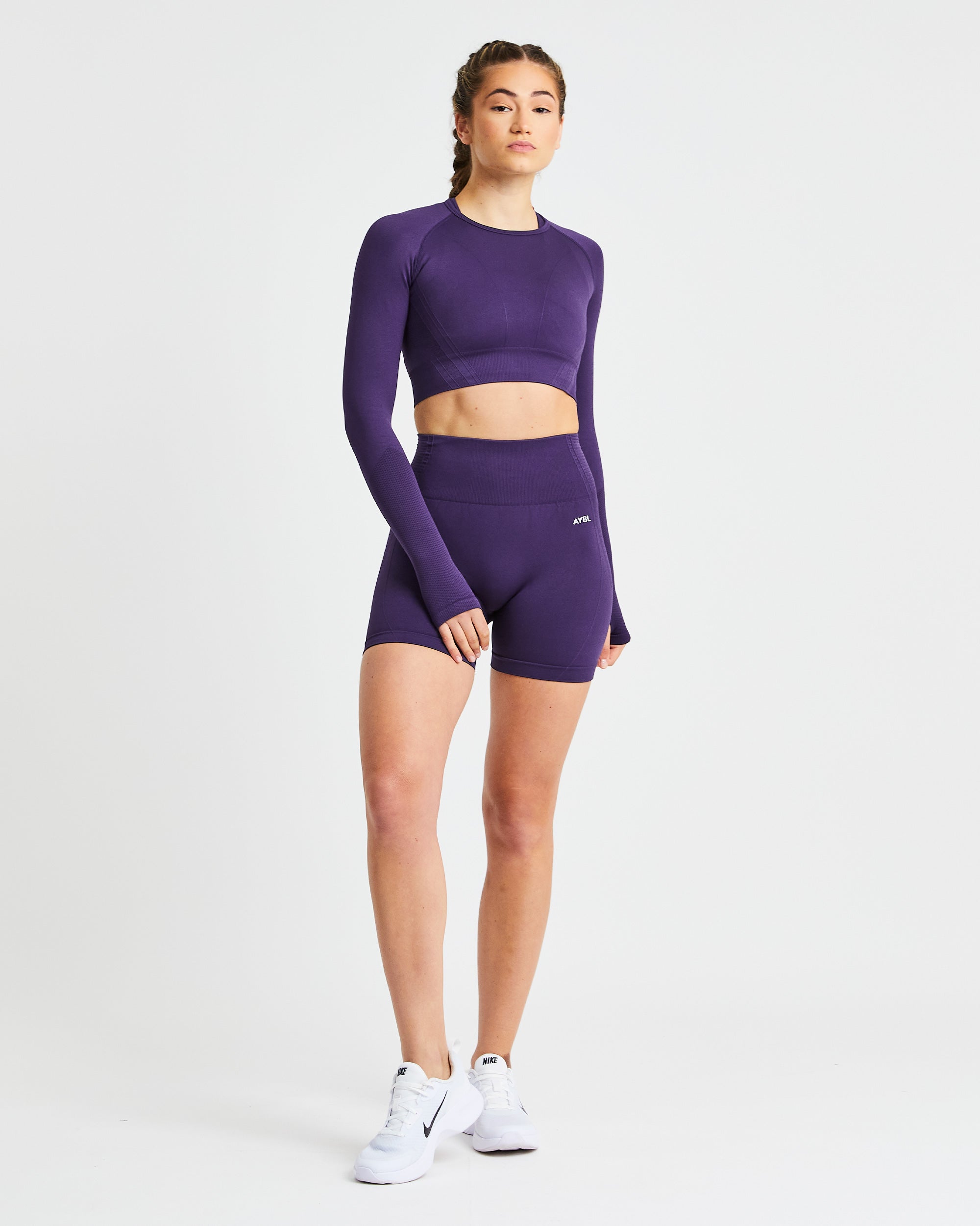 Balance V2 Seamless Long Sleeve Crop Top - Mulberry Violet