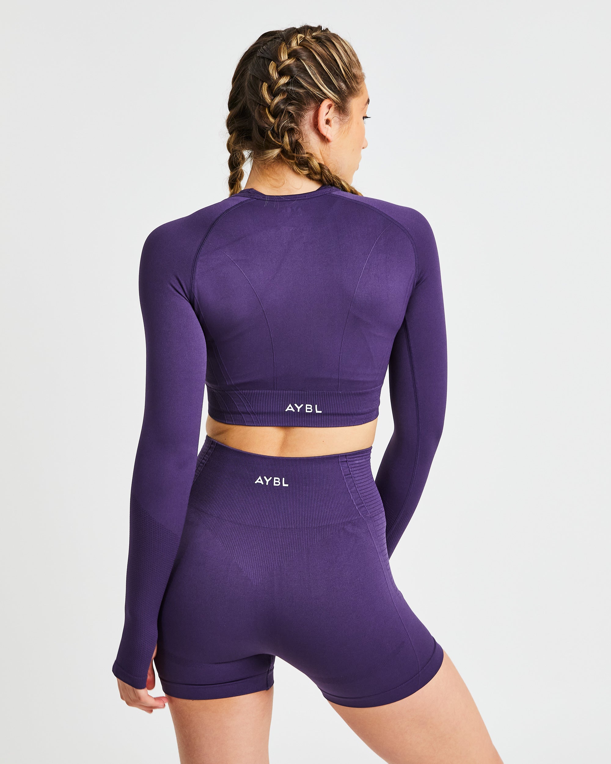 Balance V2 Seamless Long Sleeve Crop Top - Mulberry Violet