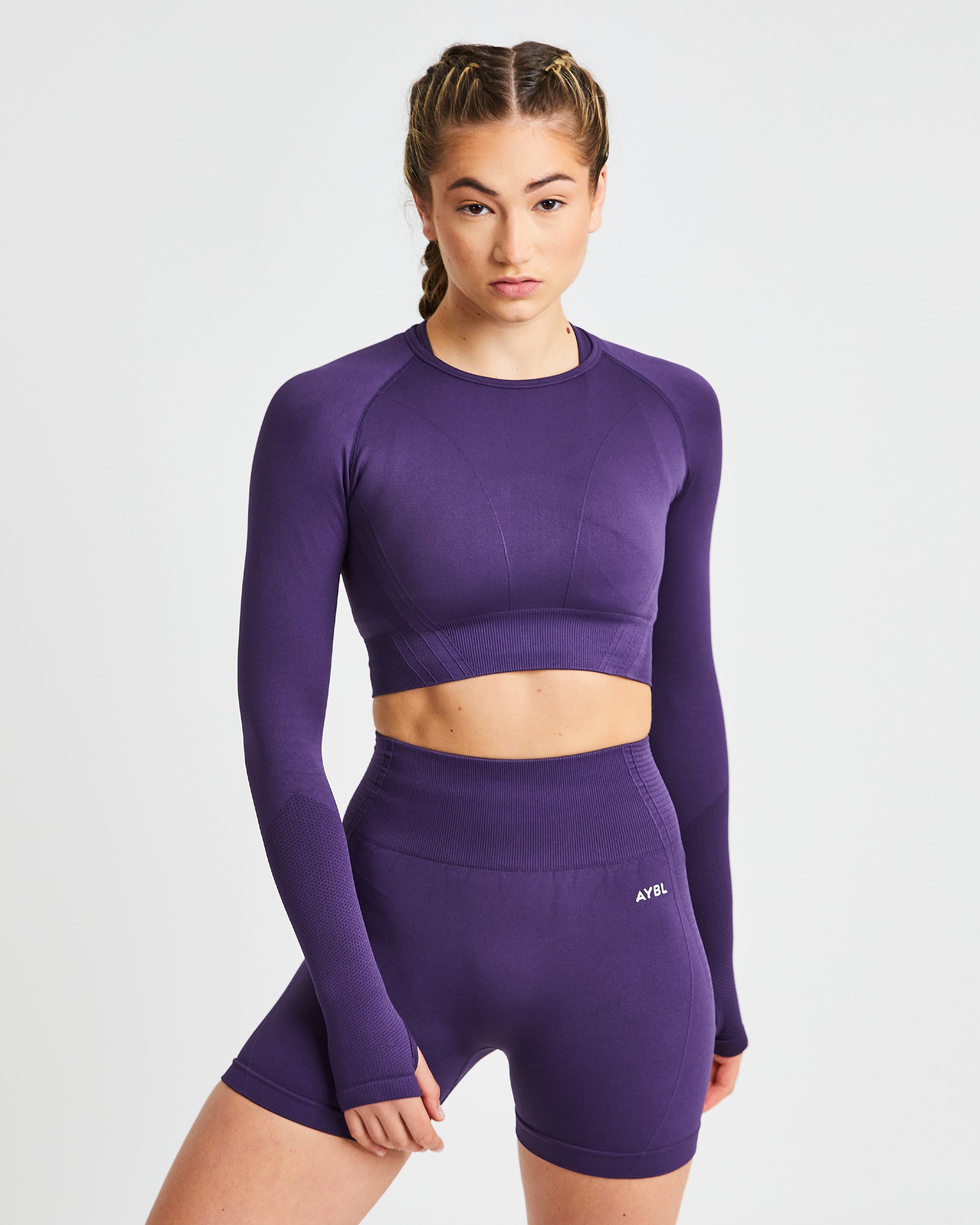 Balance V2 Seamless Long Sleeve Crop Top - Mulberry Violet