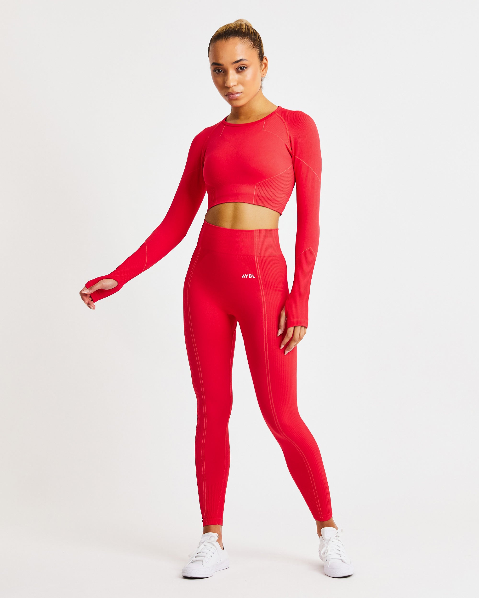 Reflex Seamless Long Sleeve Crop Top - Rouge