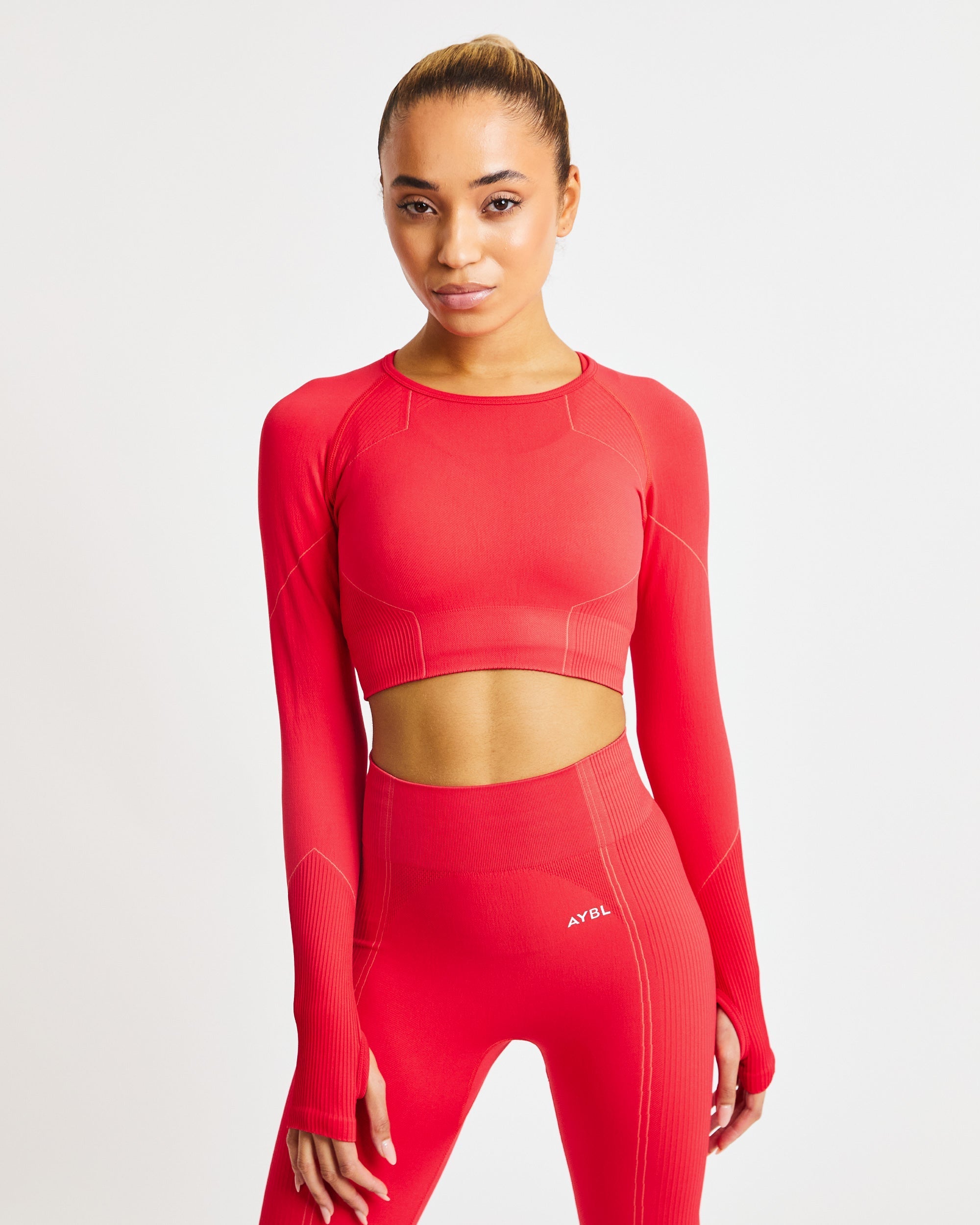 Reflex Seamless Long Sleeve Crop Top - Rouge