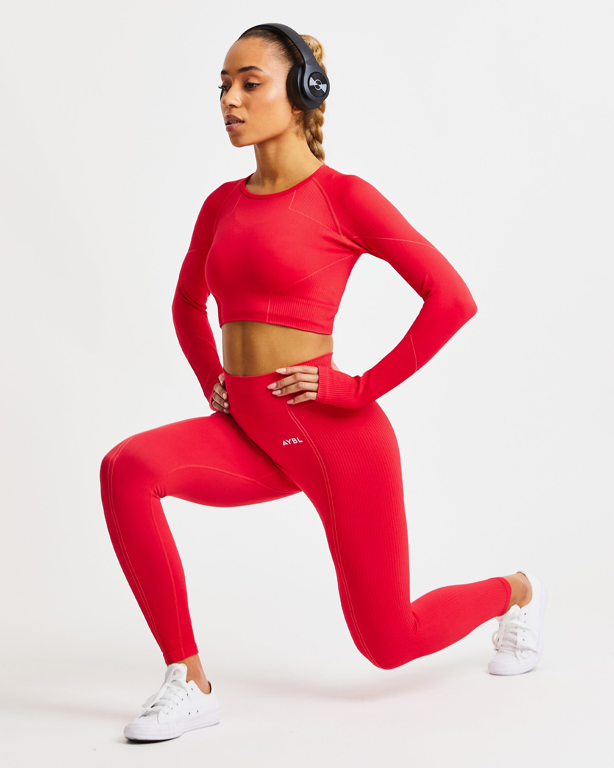 Reflex Seamless Long Sleeve Crop Top - Rouge