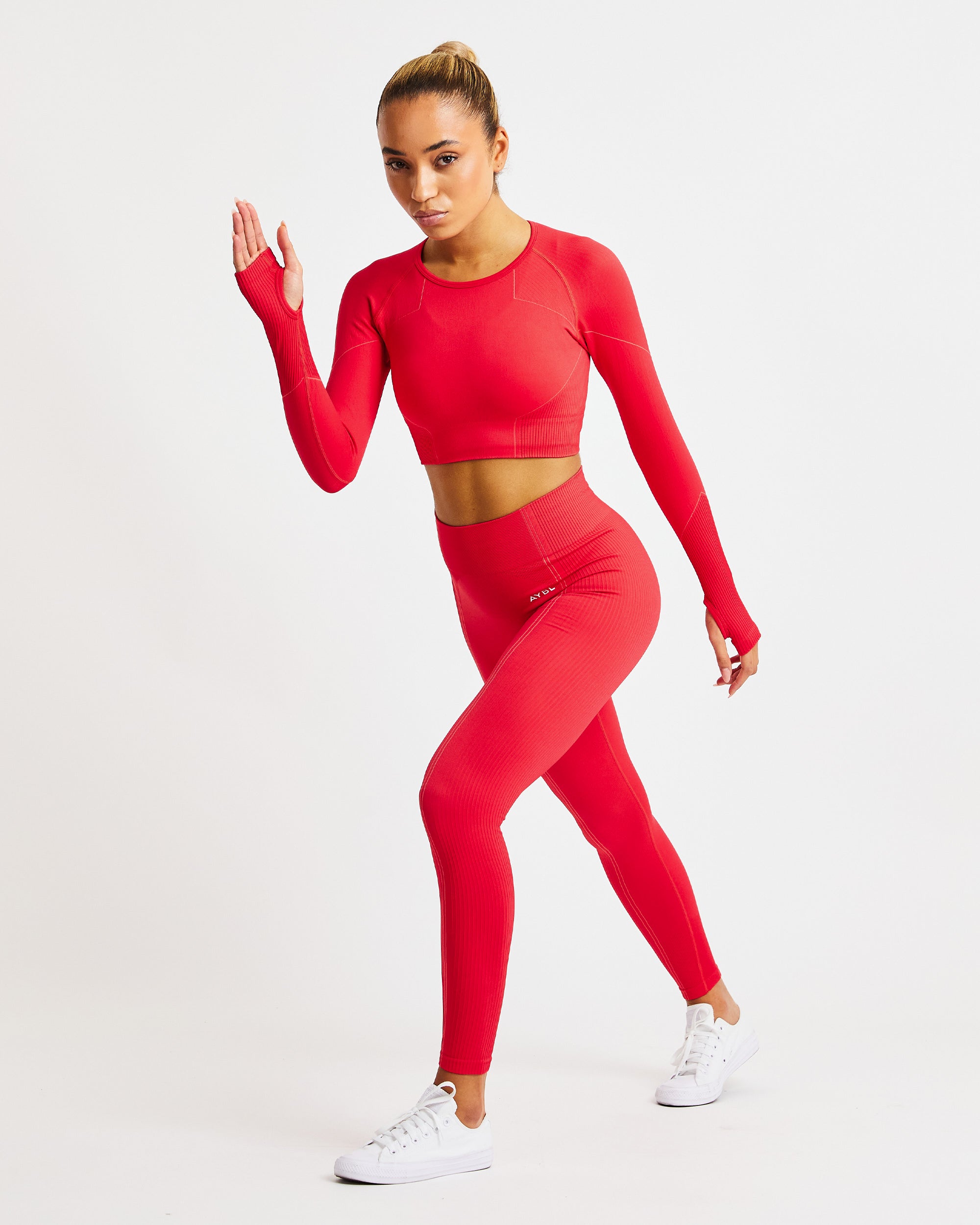 Reflex Seamless Long Sleeve Crop Top - Rouge