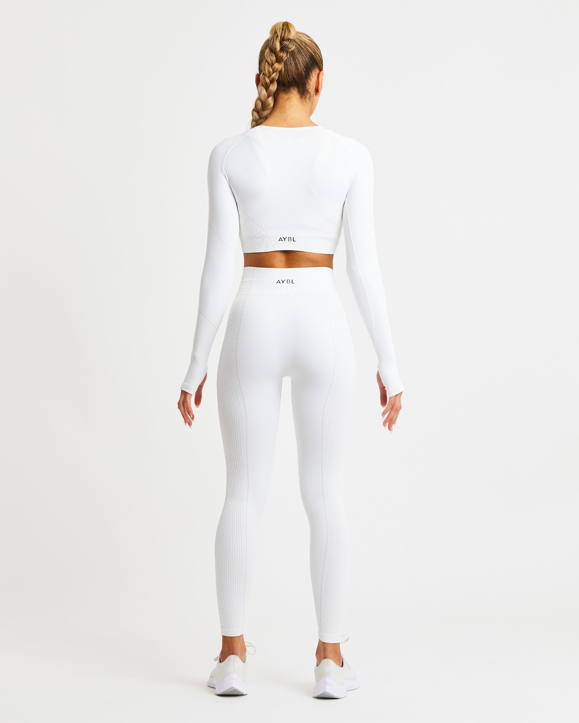 Reflex Seamless Long Sleeve Crop Top - Blanc