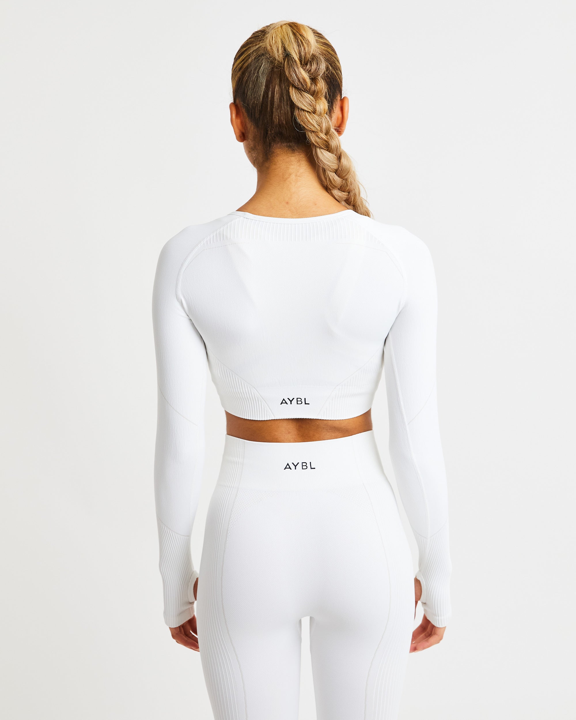 Reflex Seamless Long Sleeve Crop Top - Blanc