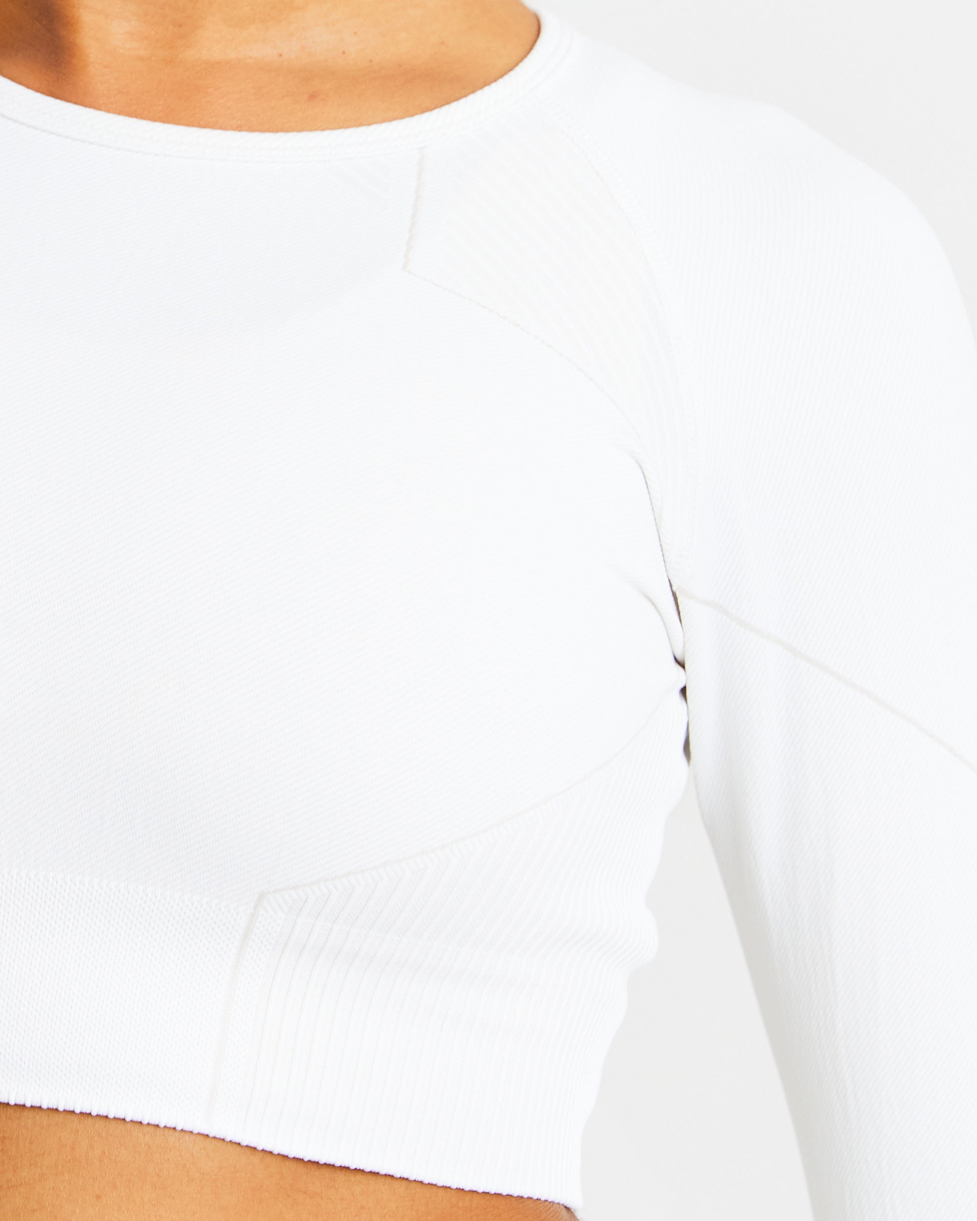 Reflex Seamless Long Sleeve Crop Top - Blanc