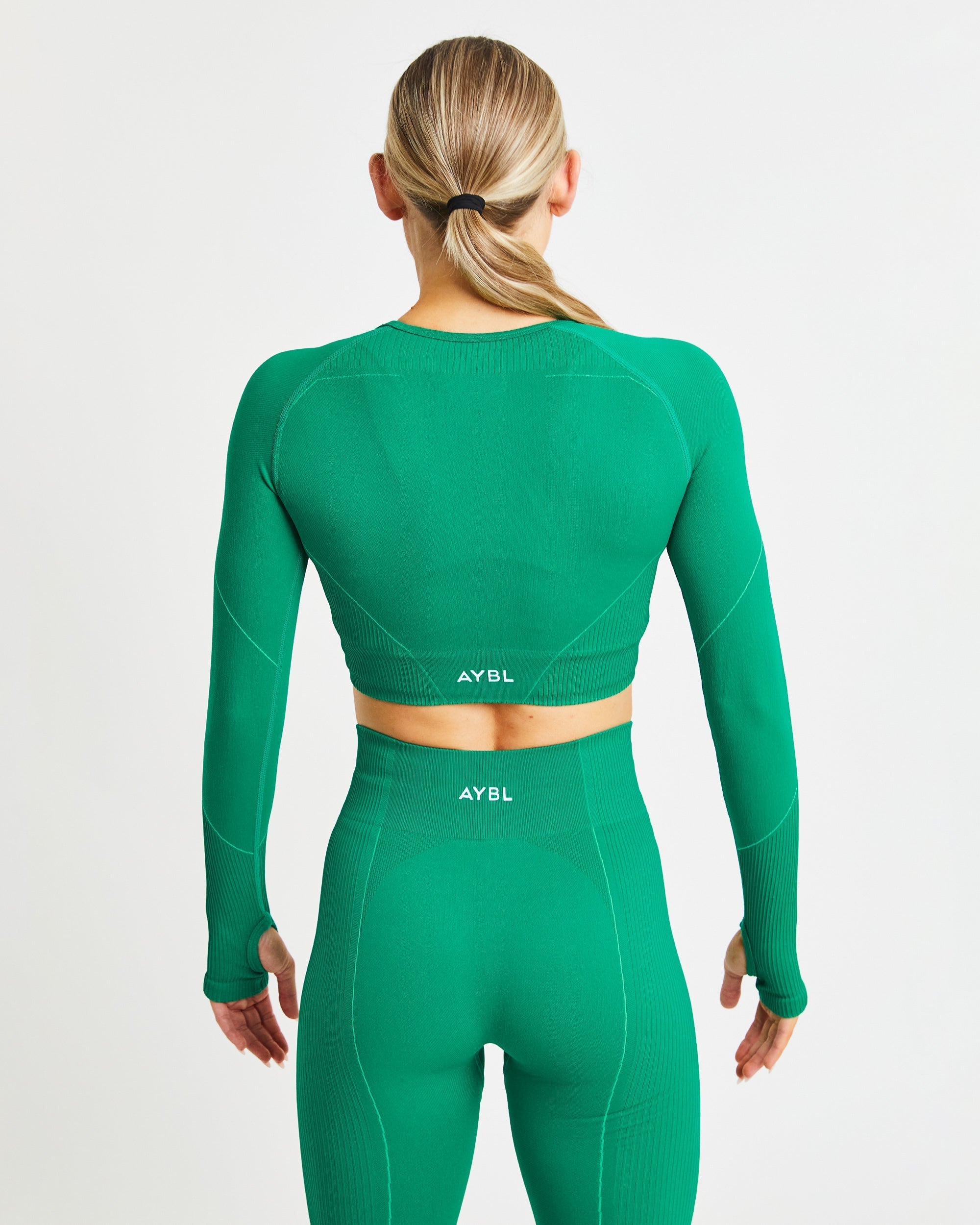 Reflex Seamless Long Sleeve Crop Top - Emerald Vert