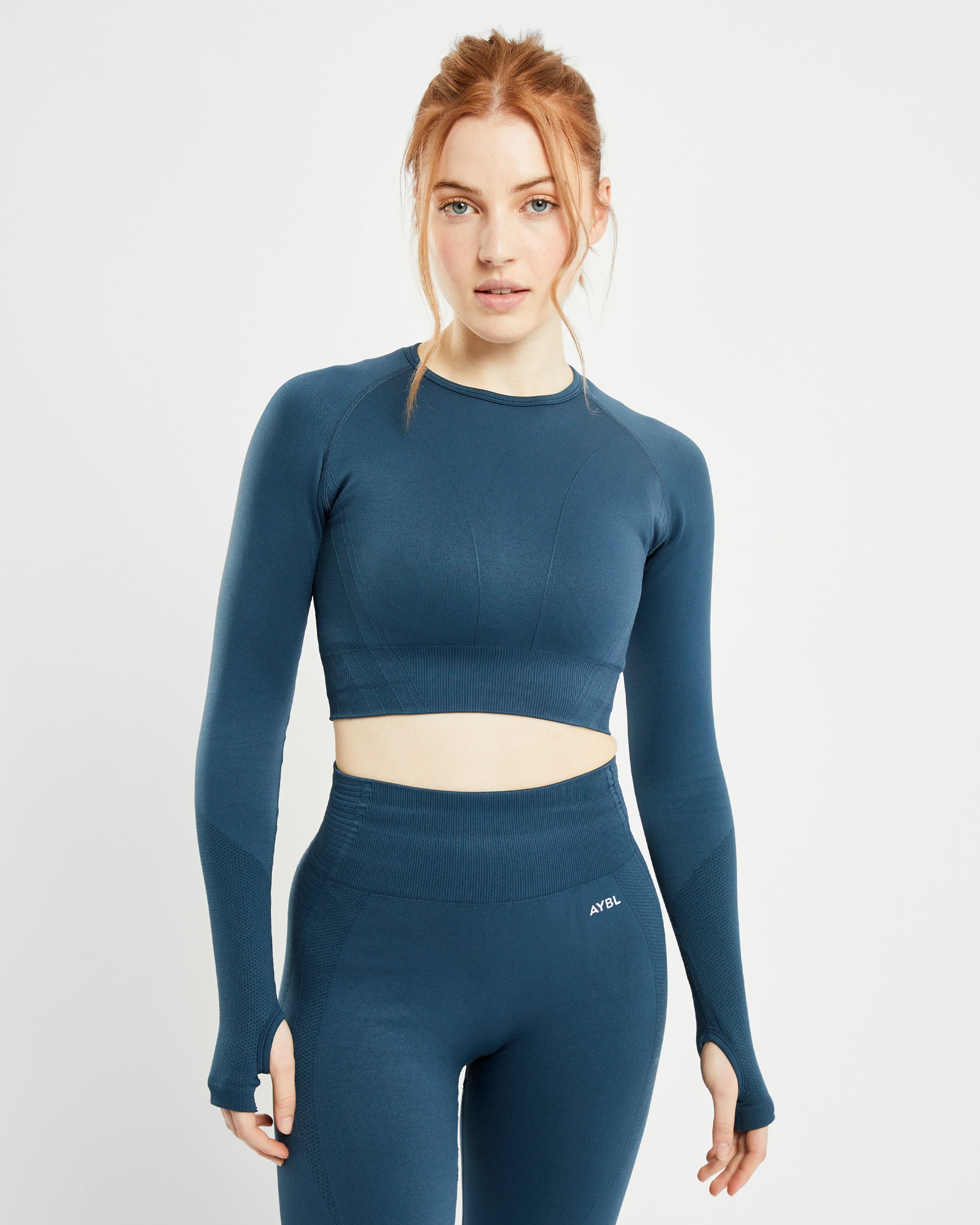 Balance V2 Seamless Long Sleeve Crop Top - Marine Bleu