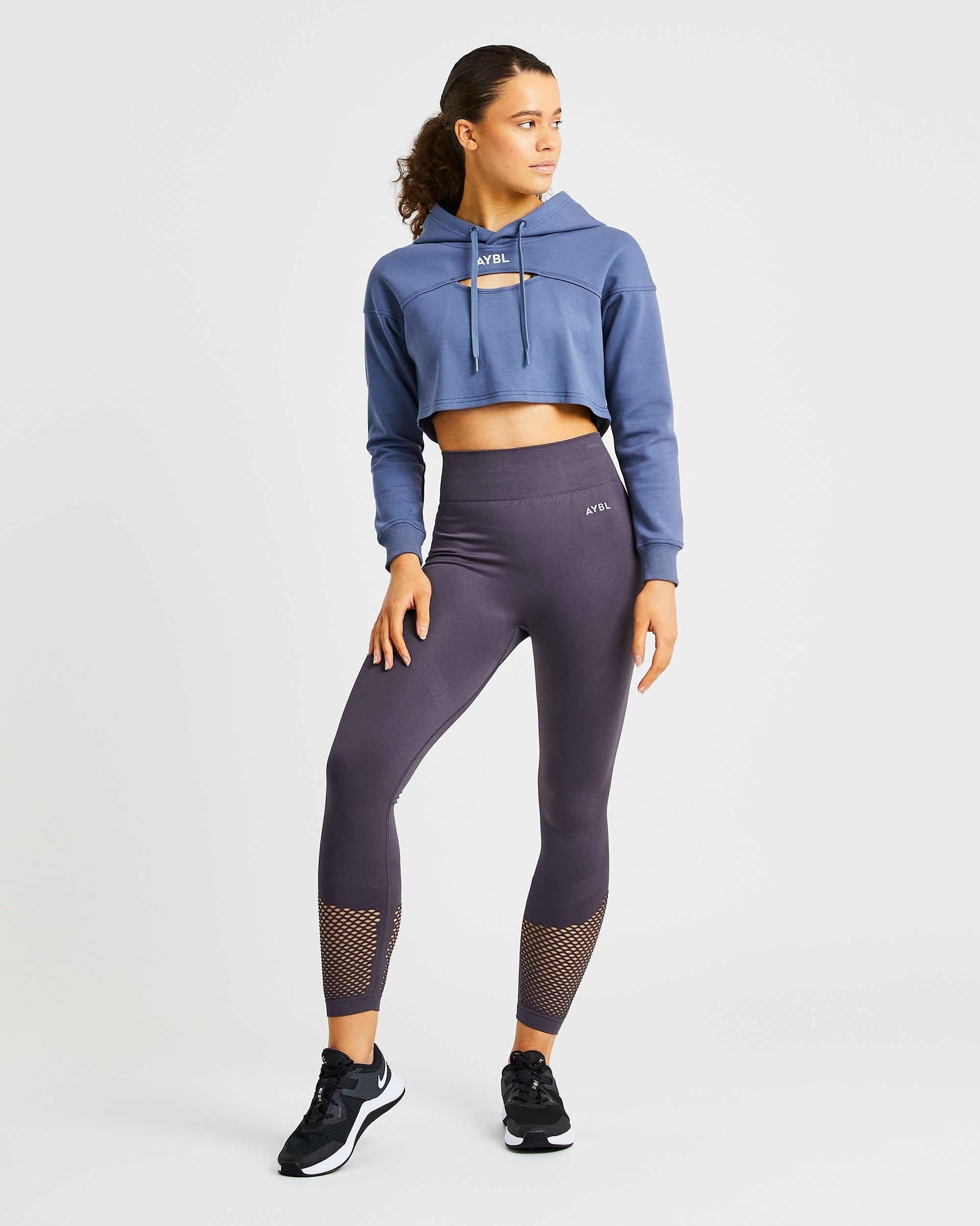 Everyday Cutout Crop Hoodie - Slate Bleu