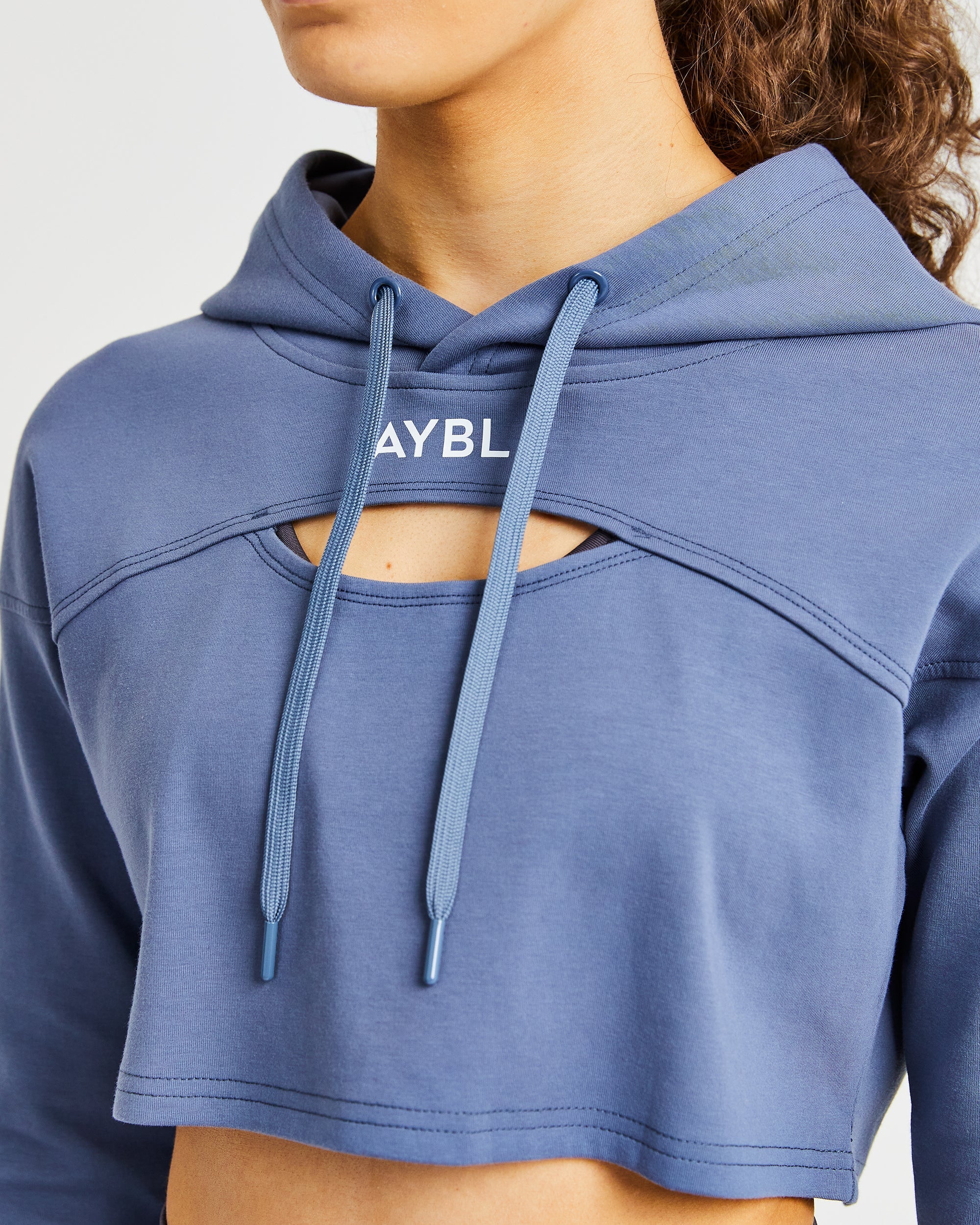 Everyday Cutout Crop Hoodie - Slate Bleu