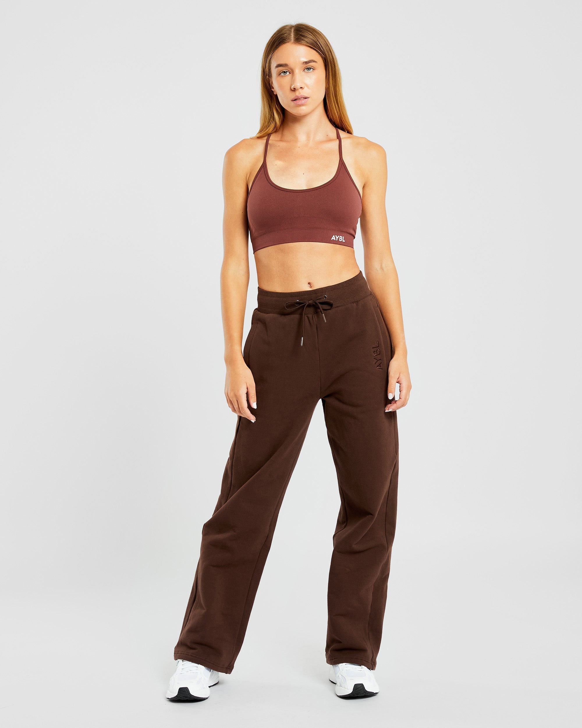 Everyday Relaxed Straight Leg Joggers - Marron