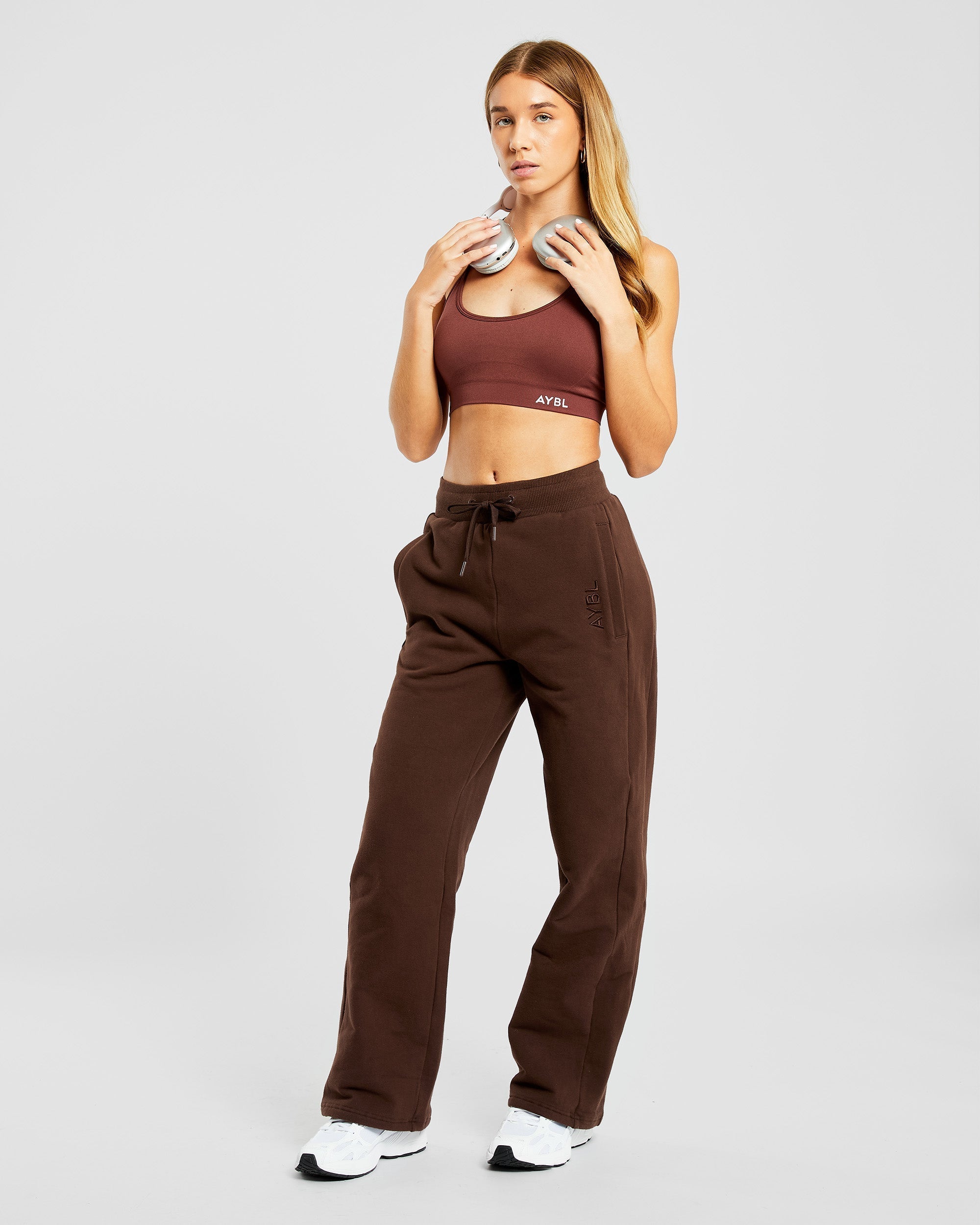 Everyday Relaxed Straight Leg Joggers - Marron