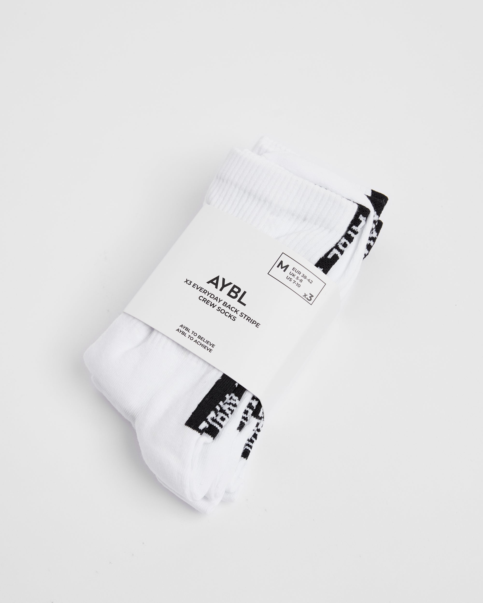 Everyday Back Stripe Crew Socks (3 Pack) - Blanc