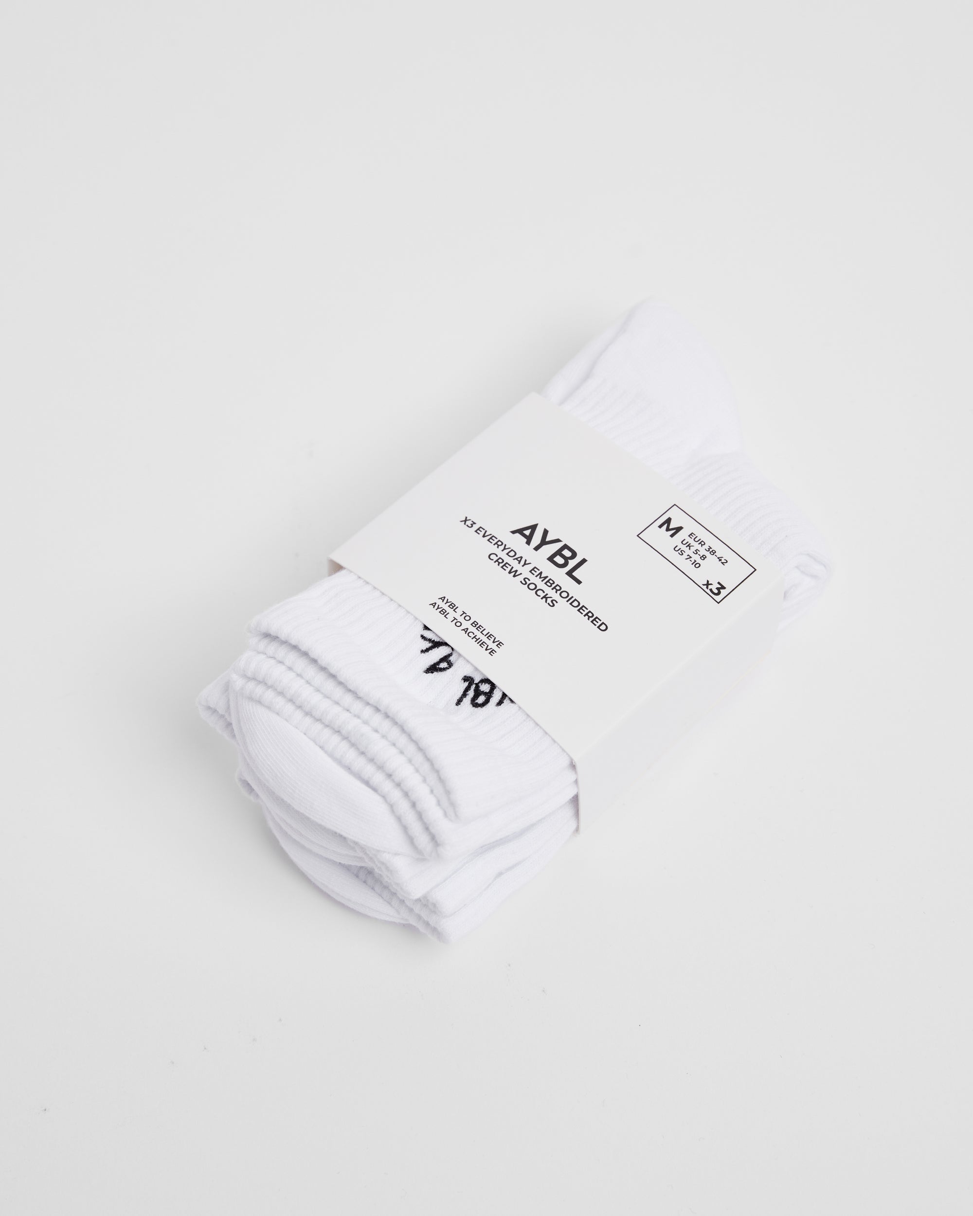 Everyday Embroidered Crew Socks (3 Pack) - Blanc