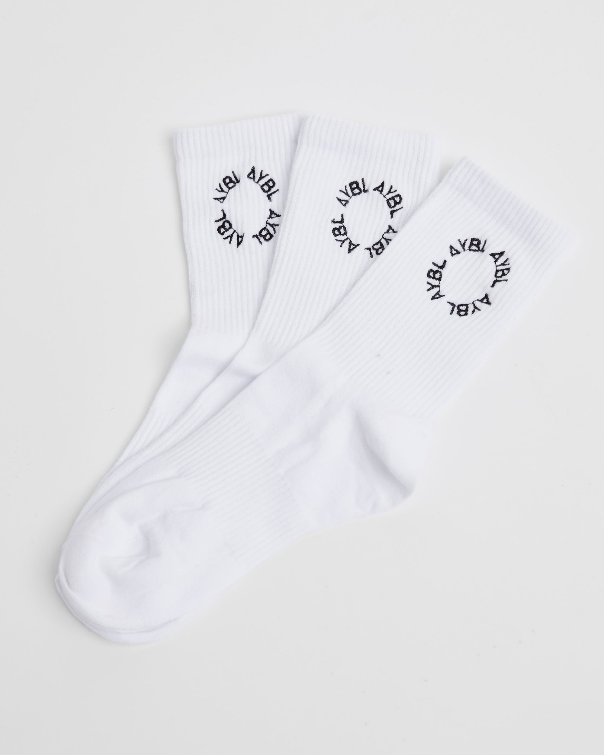 Everyday Embroidered Crew Socks (3 Pack) - Blanc